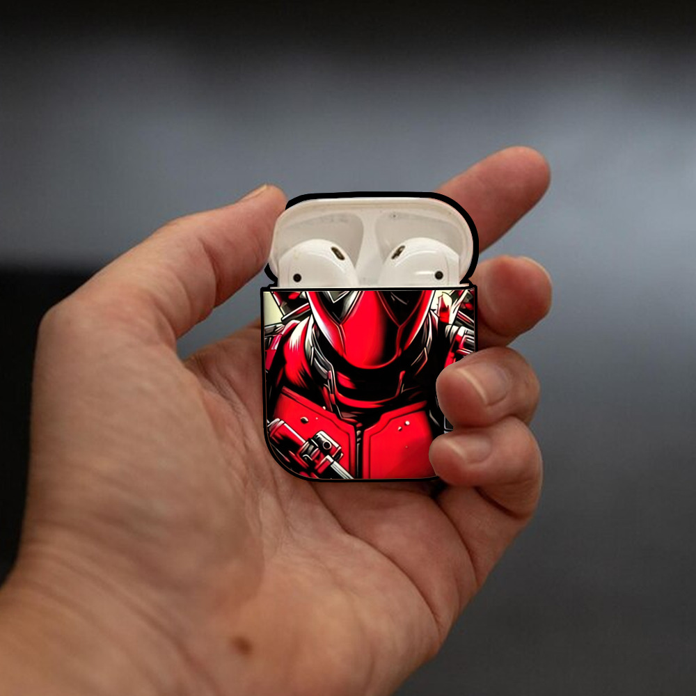 Deadpool デッドプール AirPods 第2世代保護ケース ハードシェル ブラック 耐衝撃・防指紋・カラビナ付き
