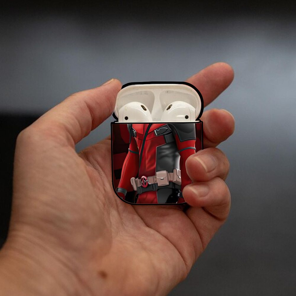 Deadpool デッドプール AirPods 第2世代保護ケース ハードシェル ブラック 耐衝撃・防指紋・カラビナ付き