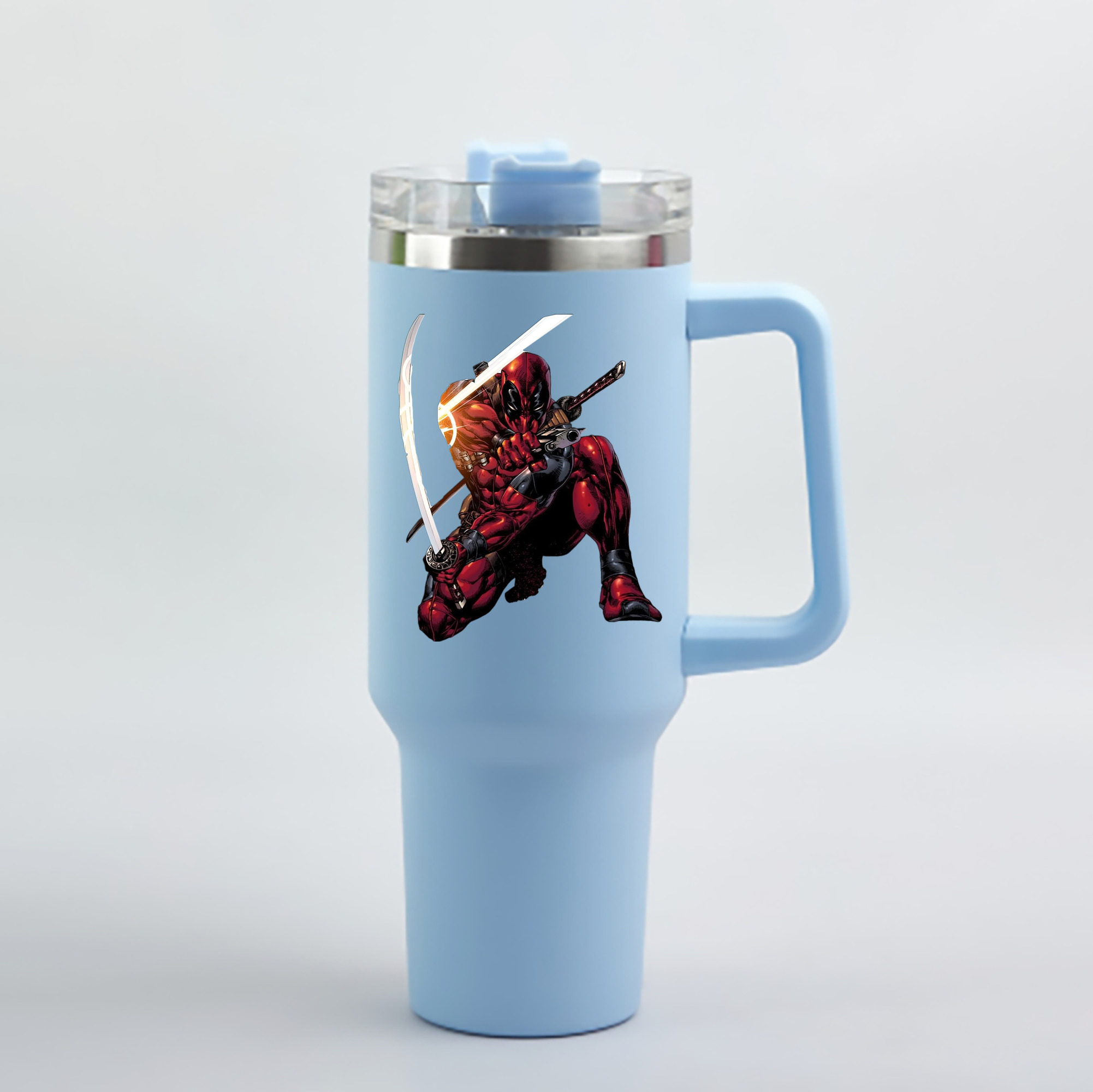 （画像用） Deadpool デッドプール 1200mL車用タンブラー - クリスタルステッカー（プラスチックストロー付き）