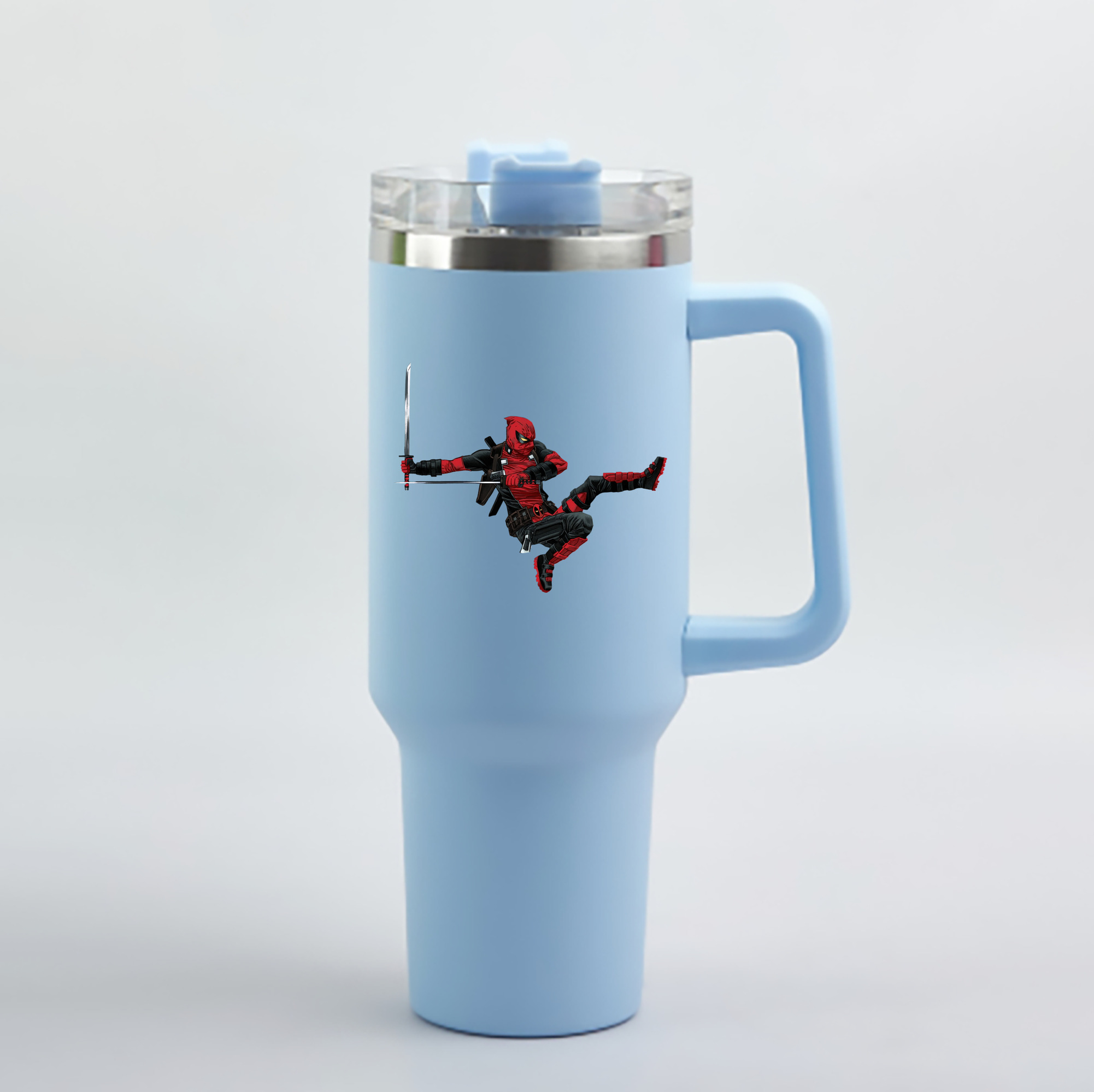 （画像用） Deadpool デッドプール 1200mL車用タンブラー - クリスタルステッカー（プラスチックストロー付き）