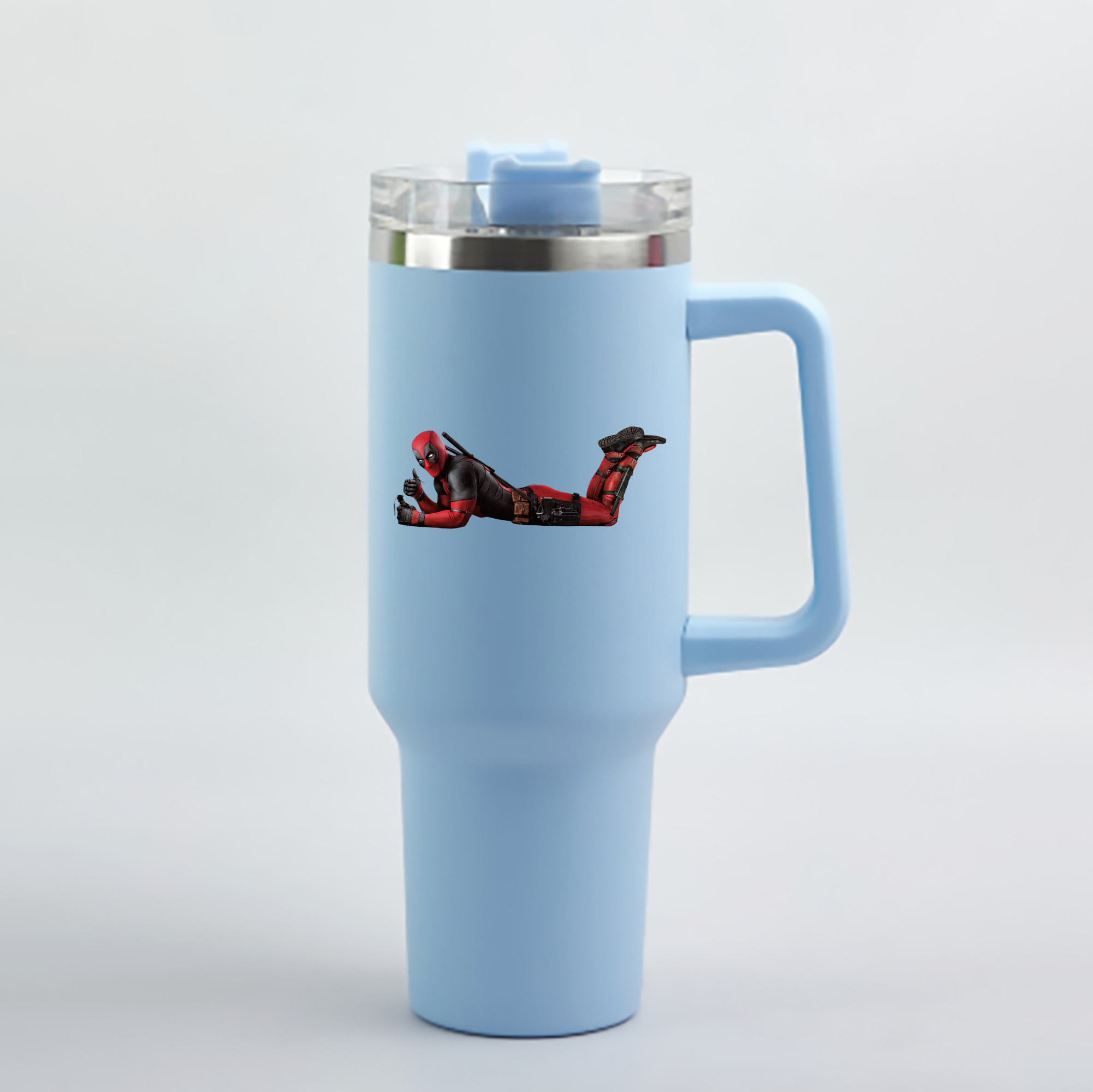 （画像用） Deadpool デッドプール 1200mL車用タンブラー - クリスタルステッカー（プラスチックストロー付き）