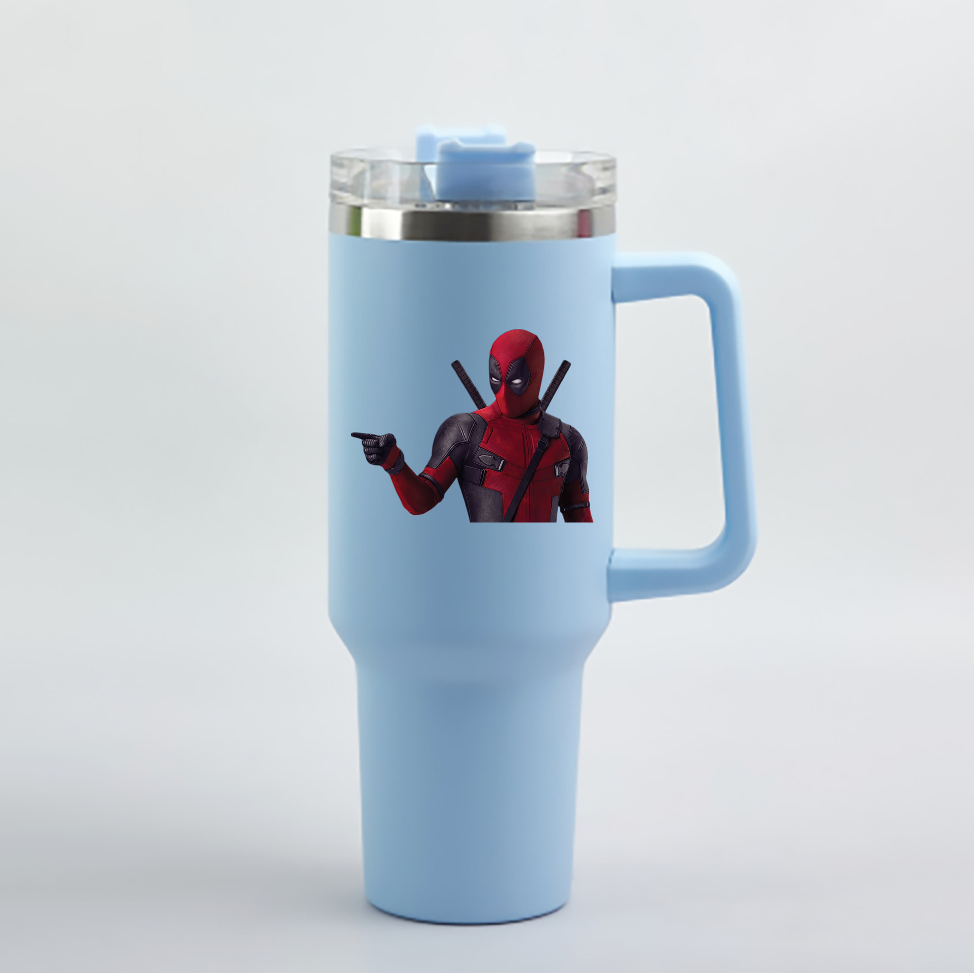 （画像用） Deadpool デッドプール 1200mL車用タンブラー - クリスタルステッカー（プラスチックストロー付き）