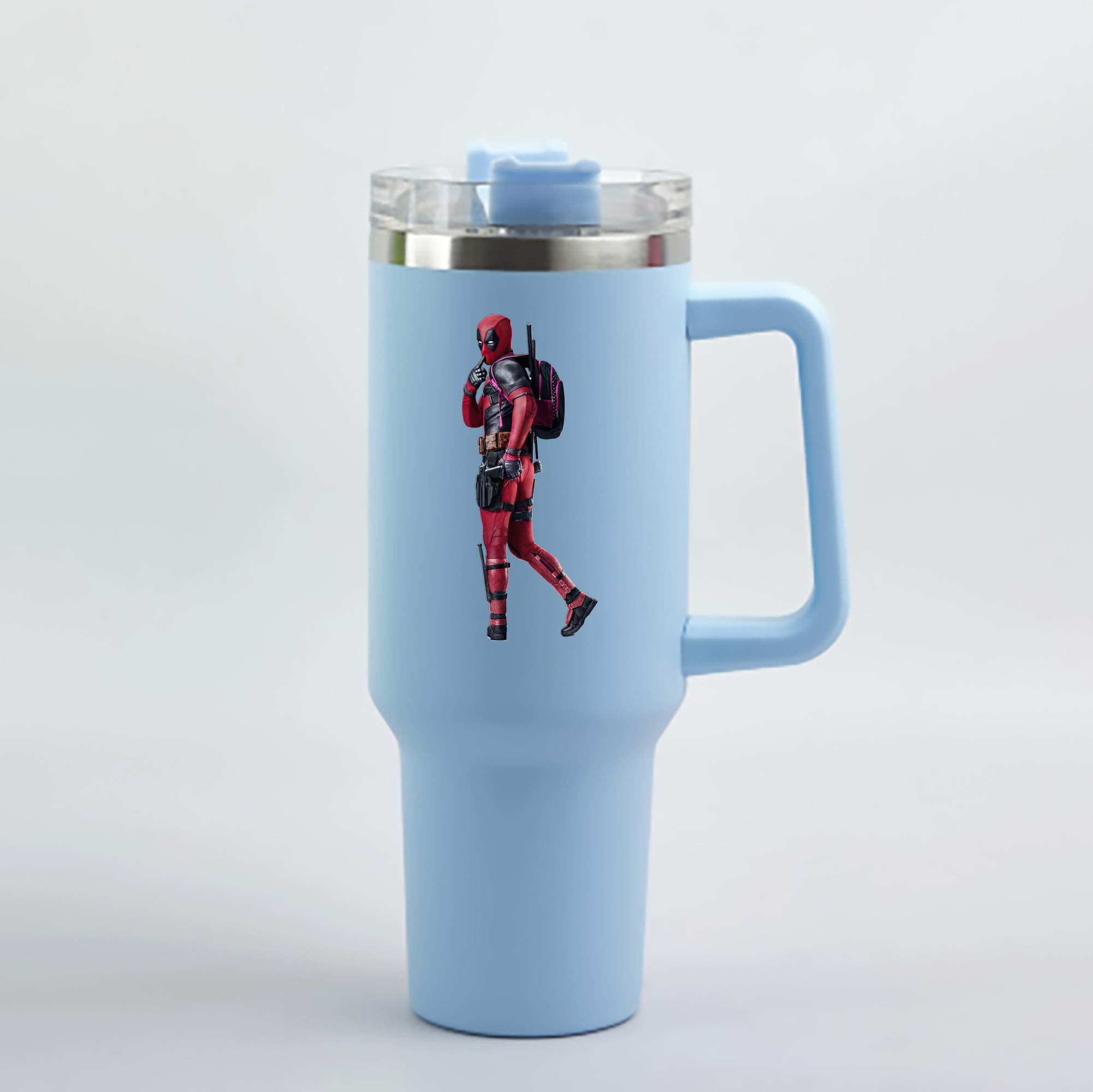 （画像用） Deadpool デッドプール 1200mL車用タンブラー - クリスタルステッカー（プラスチックストロー付き）