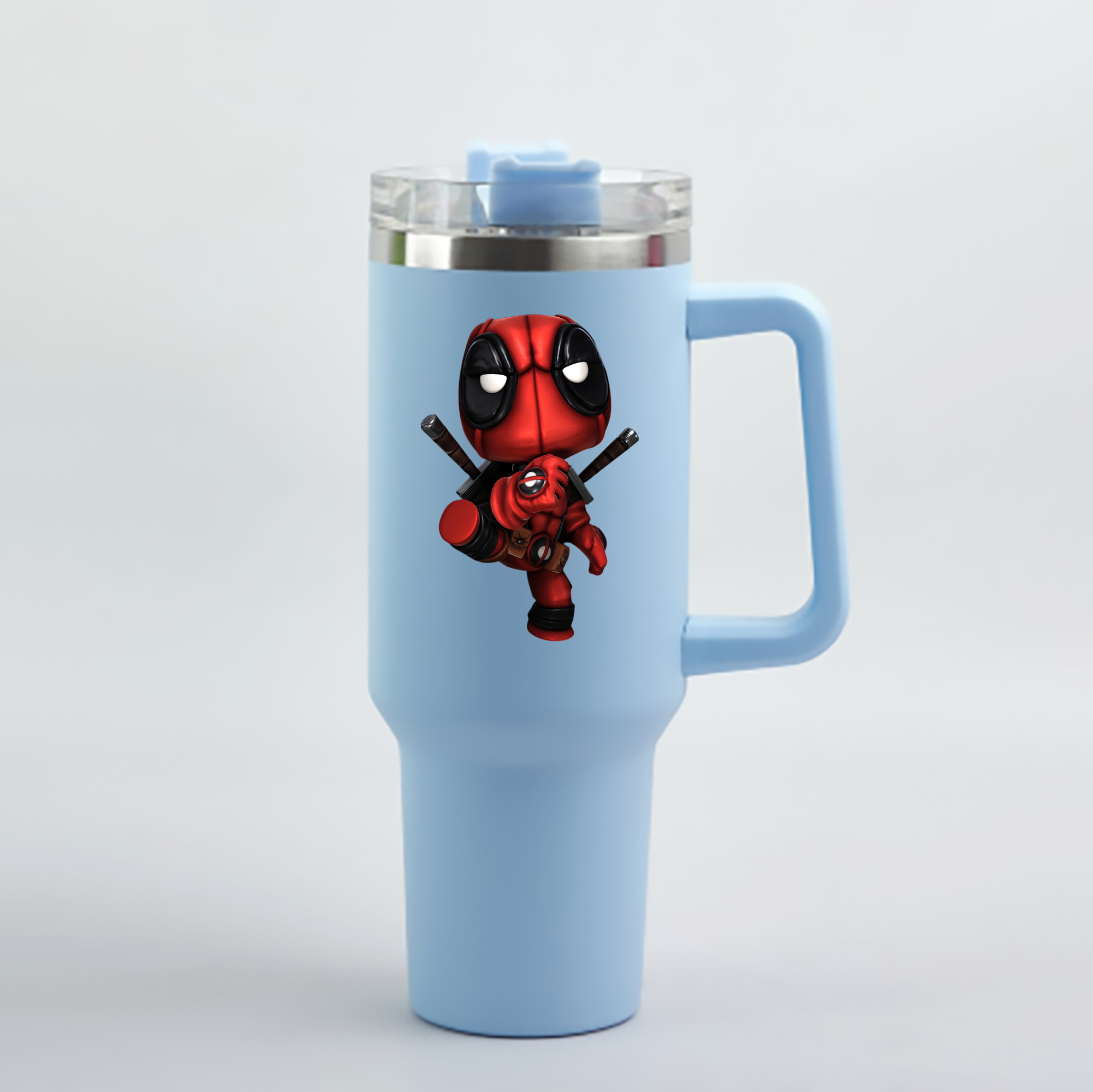 （画像用） Deadpool デッドプール 1200mL車用タンブラー - クリスタルステッカー（プラスチックストロー付き）