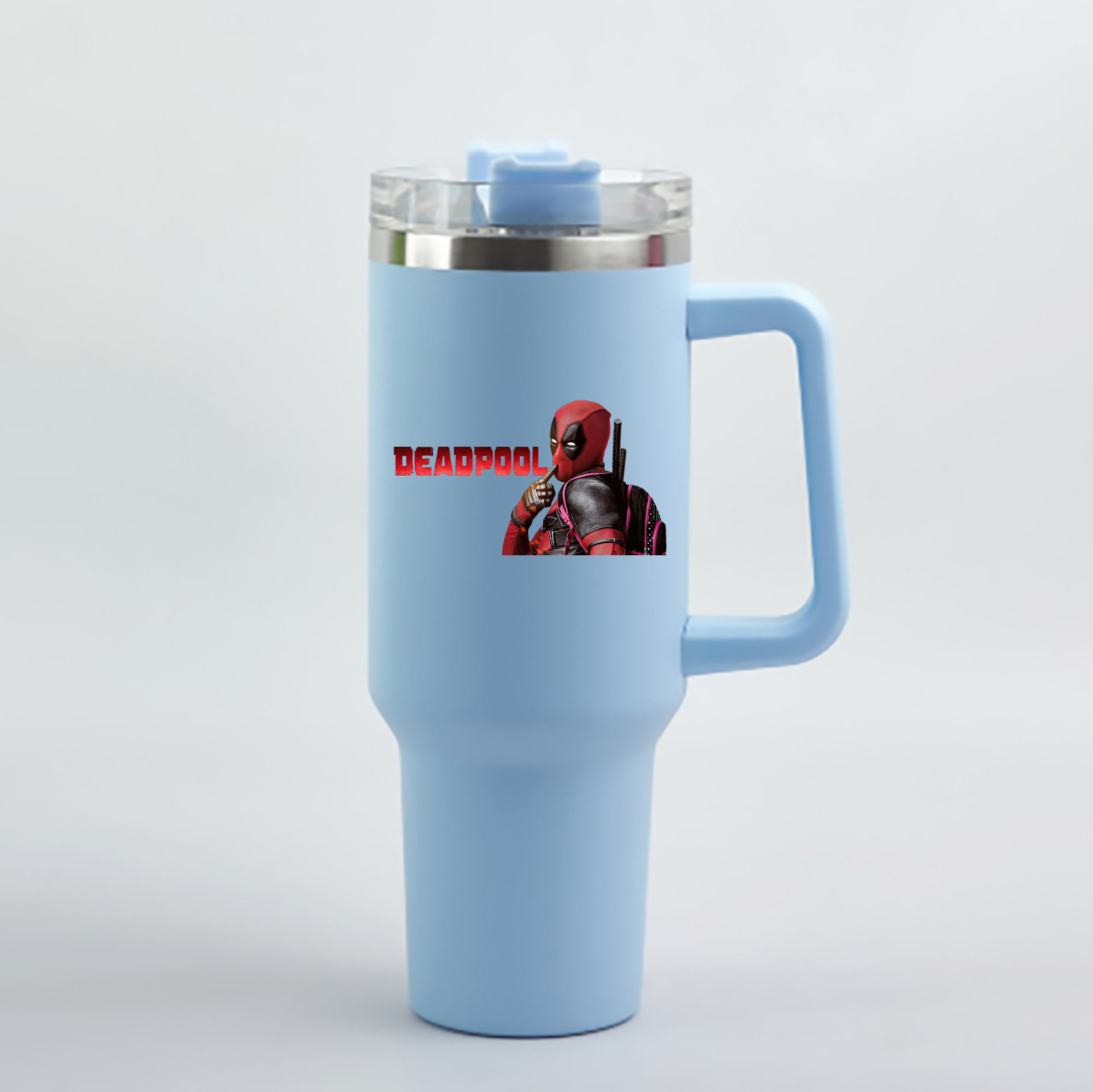 （画像用） Deadpool デッドプール 1200mL車用タンブラー - クリスタルステッカー（プラスチックストロー付き）