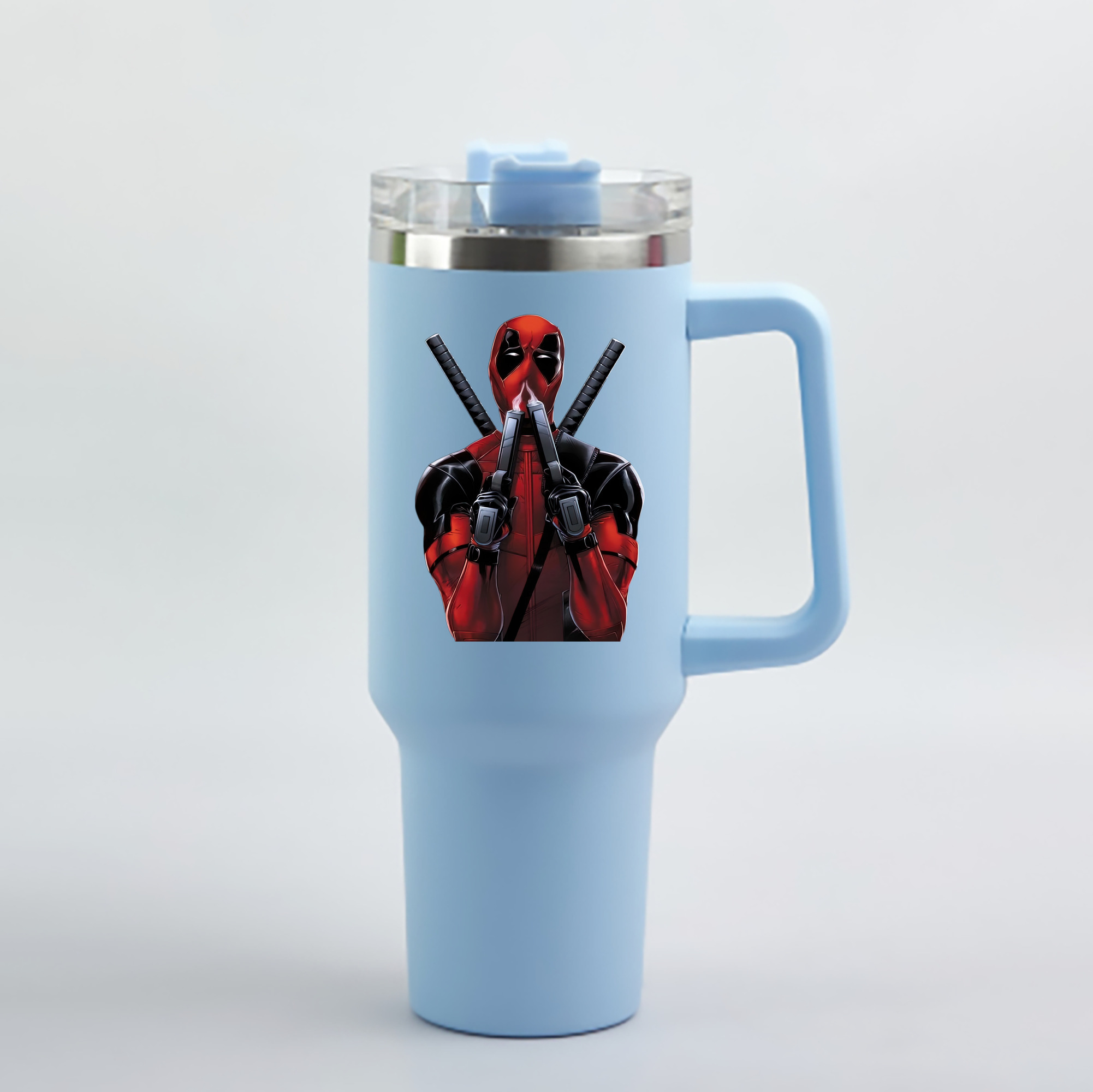 （画像用） Deadpool デッドプール 1200mL車用タンブラー - クリスタルステッカー（プラスチックストロー付き）