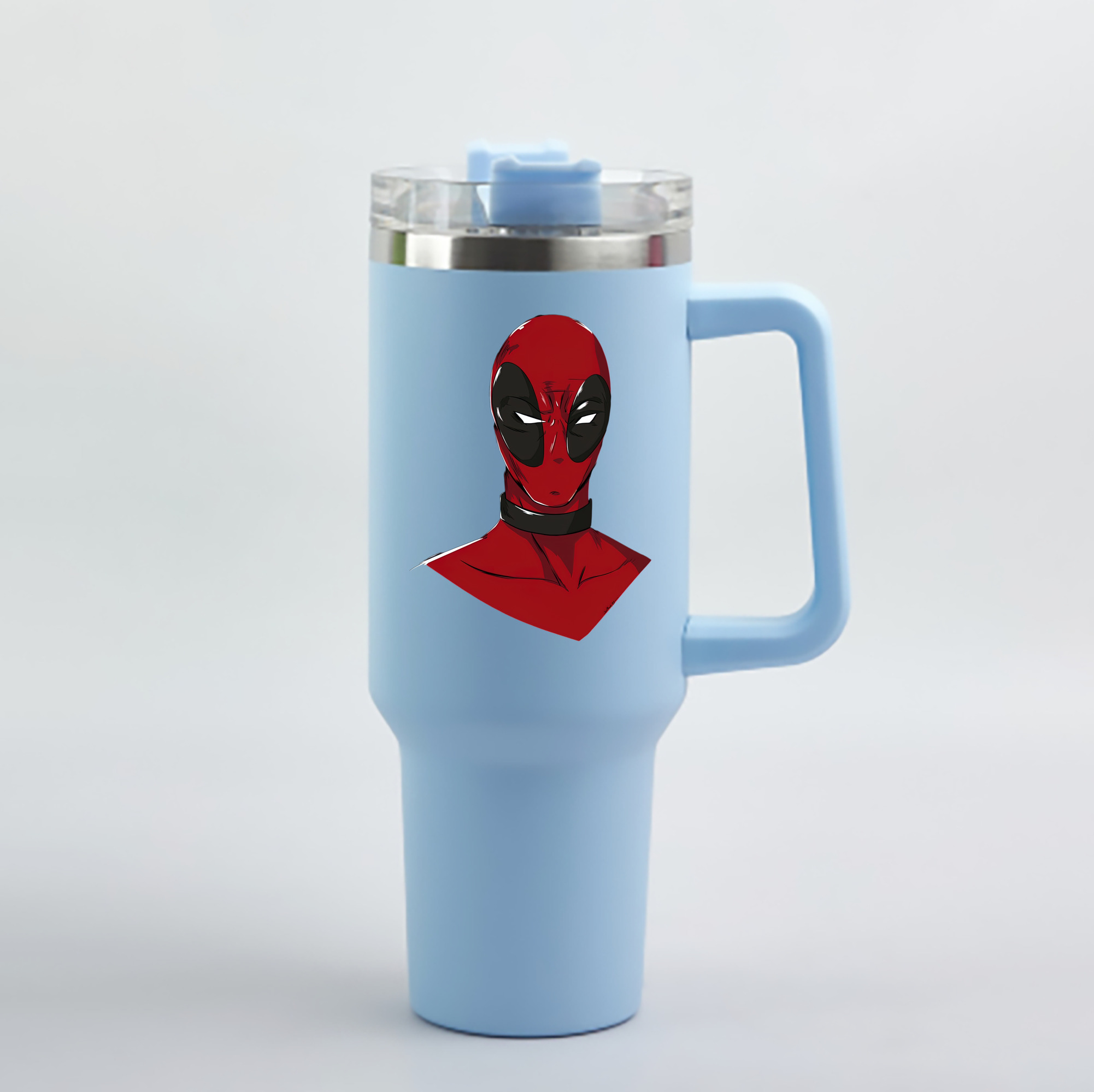 （画像用） Deadpool デッドプール 1200mL車用タンブラー - クリスタルステッカー（プラスチックストロー付き）