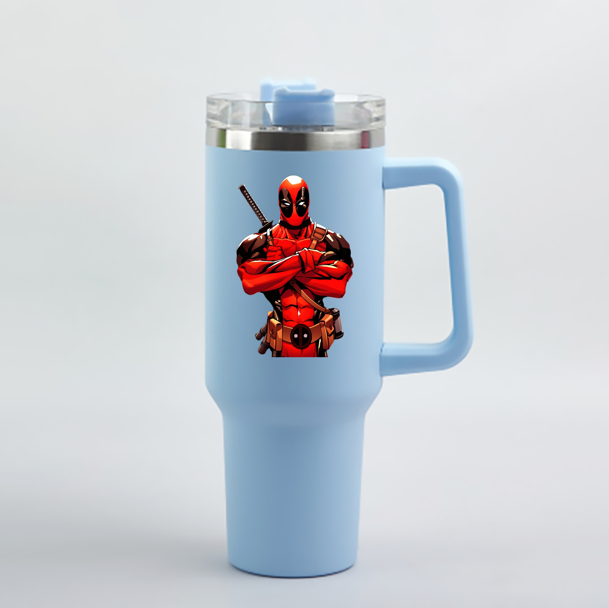 （画像用） Deadpool デッドプール 1200mL車用タンブラー - クリスタルステッカー（プラスチックストロー付き）
