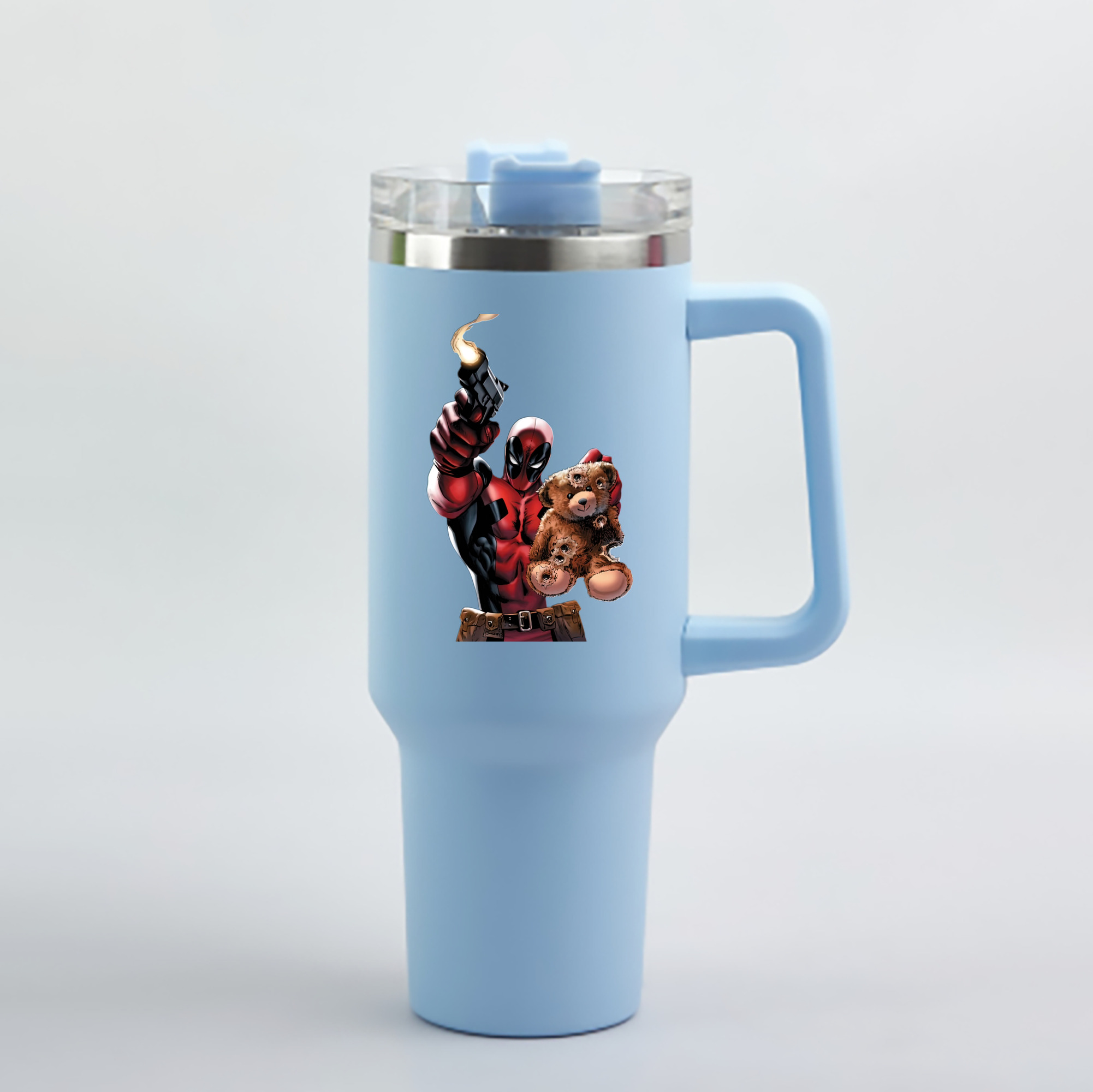 （画像用） Deadpool デッドプール 1200mL車用タンブラー - クリスタルステッカー（プラスチックストロー付き）