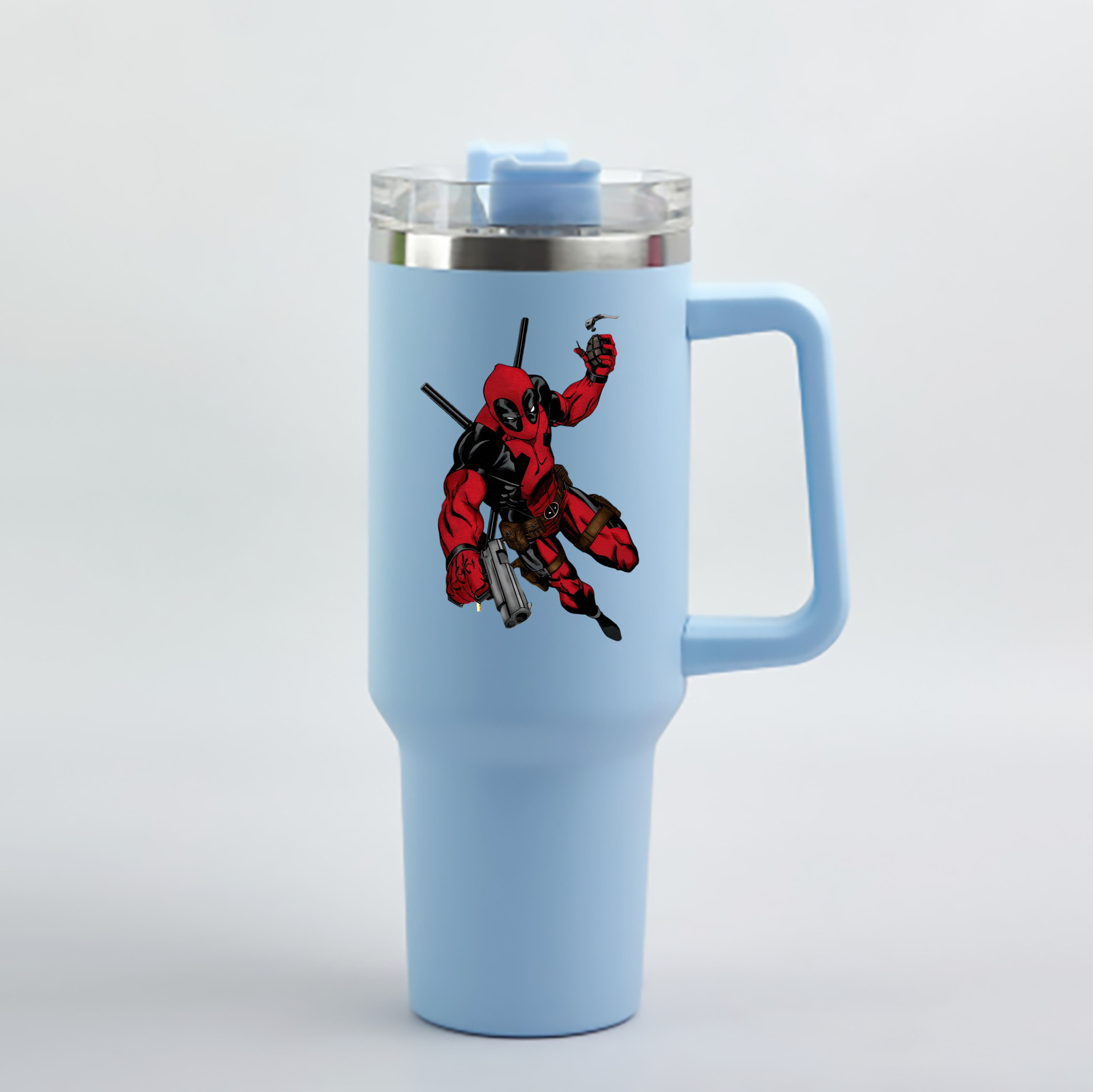 （画像用） Deadpool デッドプール 1200mL車用タンブラー - クリスタルステッカー（プラスチックストロー付き）