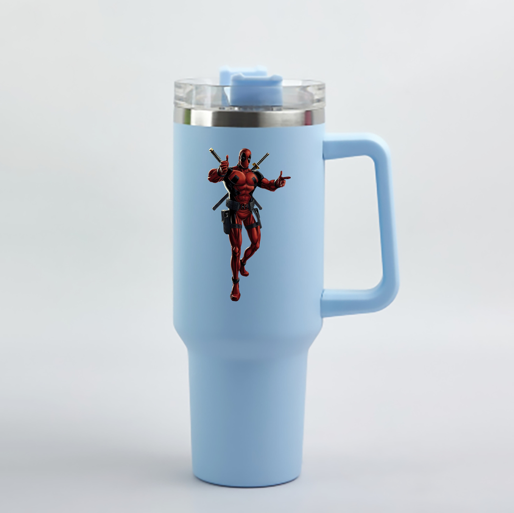 （画像用） Deadpool デッドプール 1200mL車用タンブラー - クリスタルステッカー（プラスチックストロー付き）