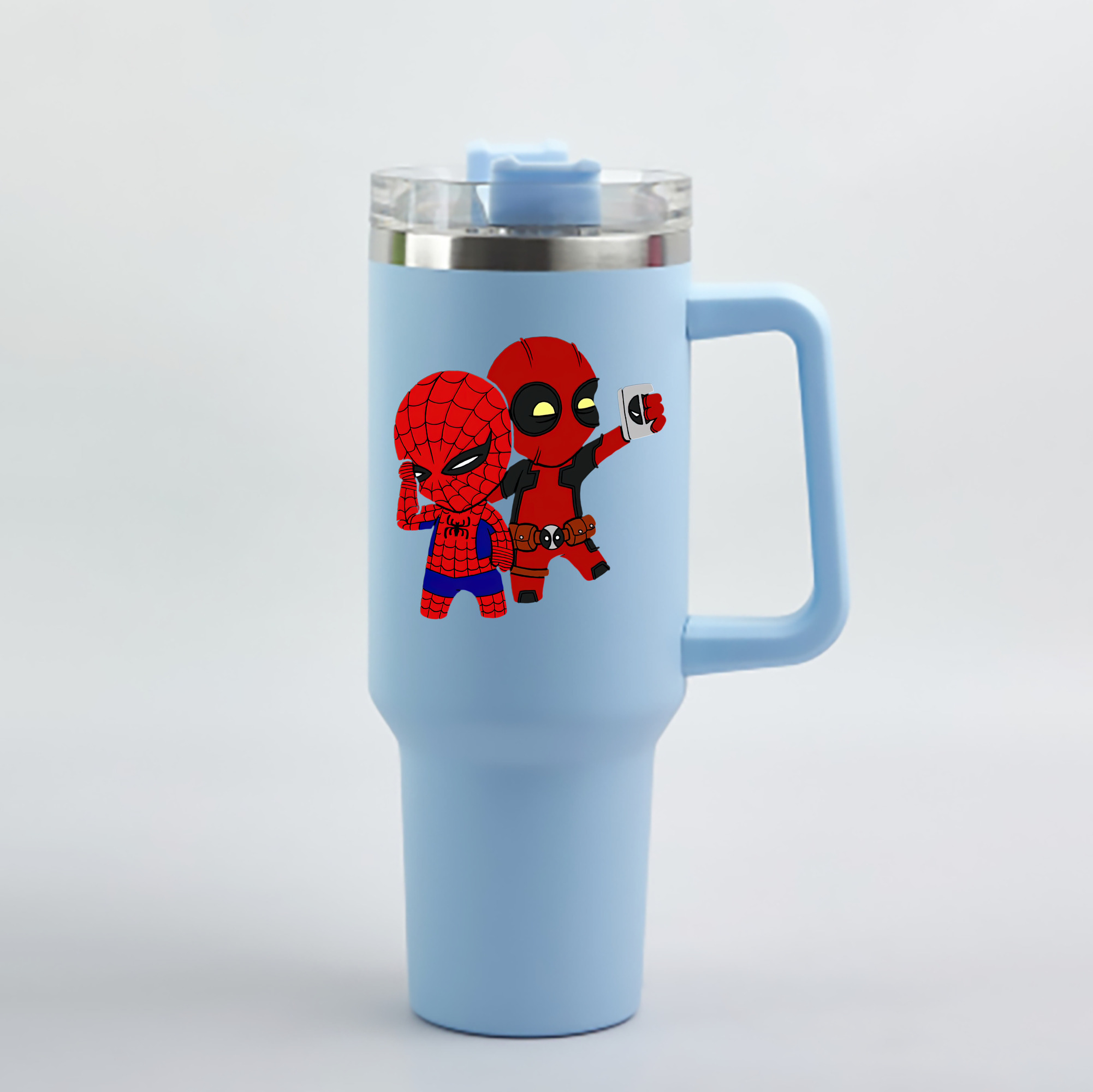 （画像用） Deadpool デッドプール 1200mL車用タンブラー - クリスタルステッカー（プラスチックストロー付き）