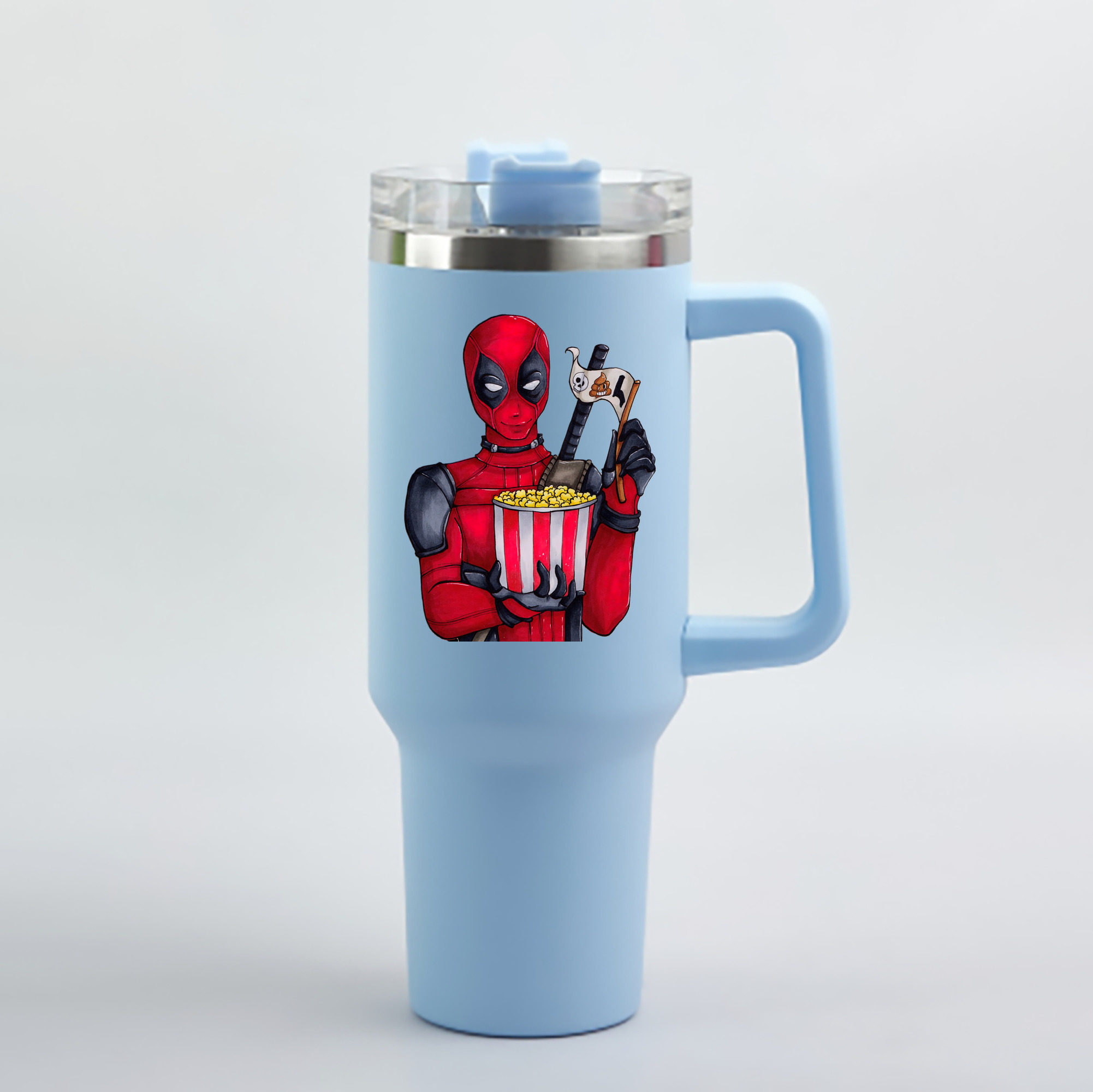 （画像用） Deadpool デッドプール 1200mL車用タンブラー - クリスタルステッカー（プラスチックストロー付き）
