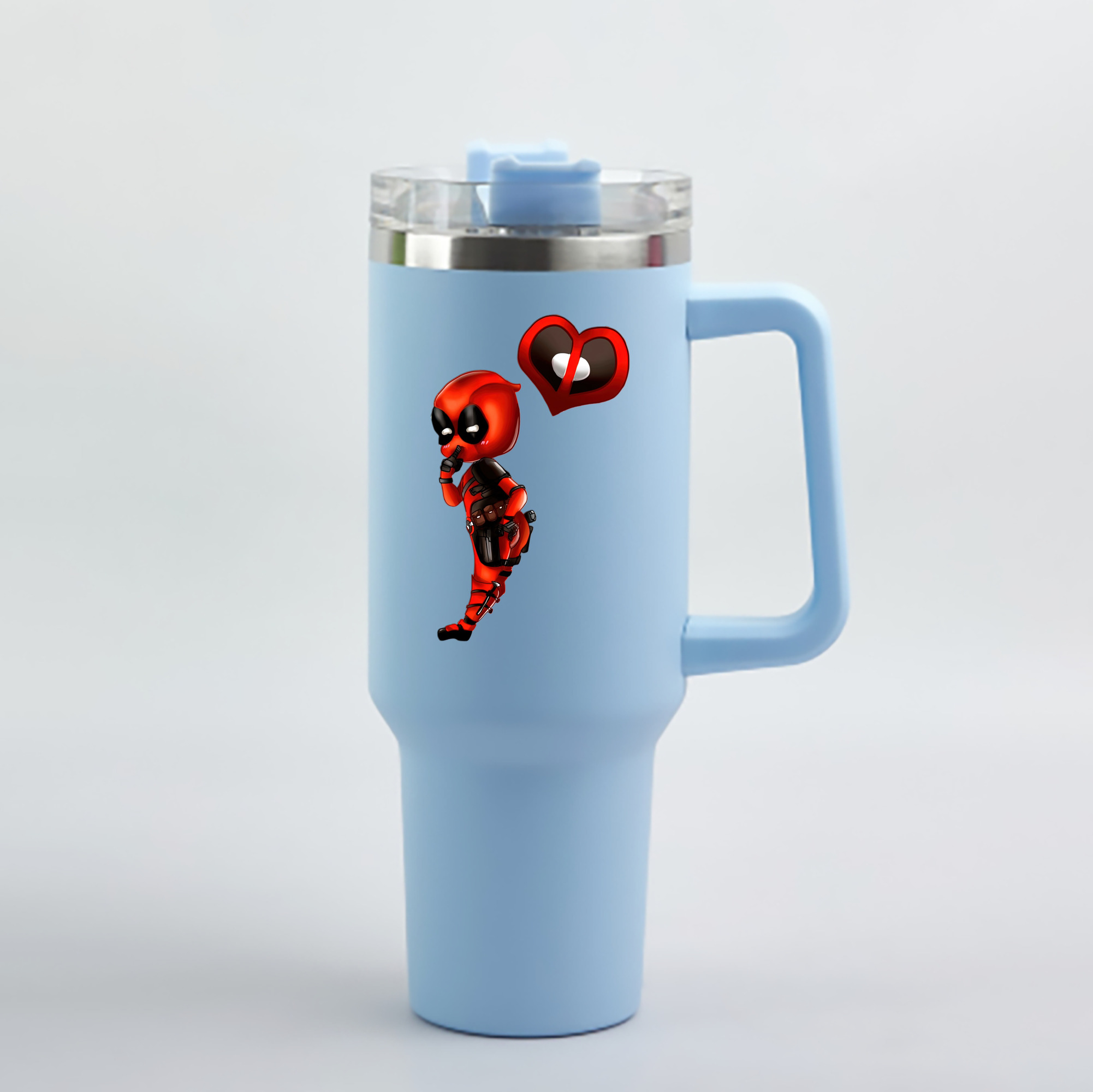 （画像用） Deadpool デッドプール 1200mL車用タンブラー - クリスタルステッカー（プラスチックストロー付き）