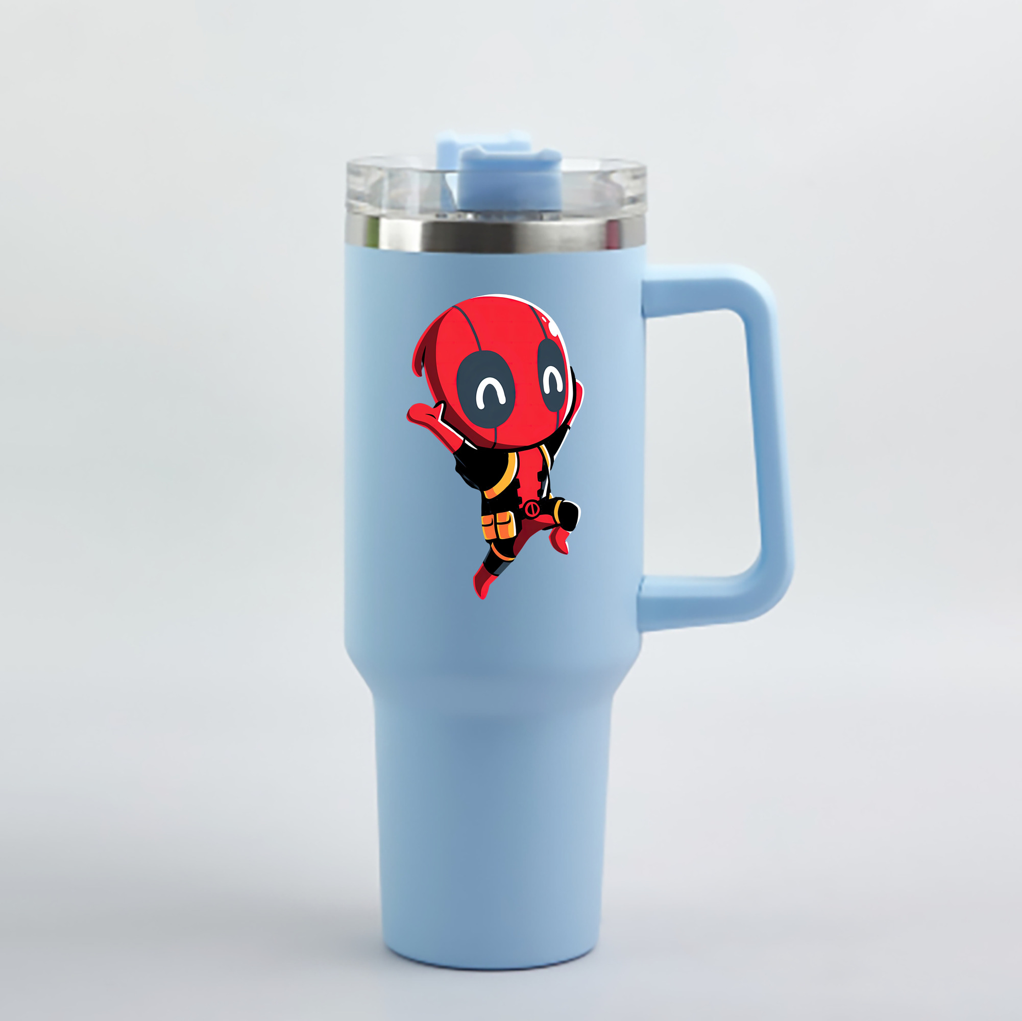 （画像用） Deadpool デッドプール 1200mL車用タンブラー - クリスタルステッカー（プラスチックストロー付き）