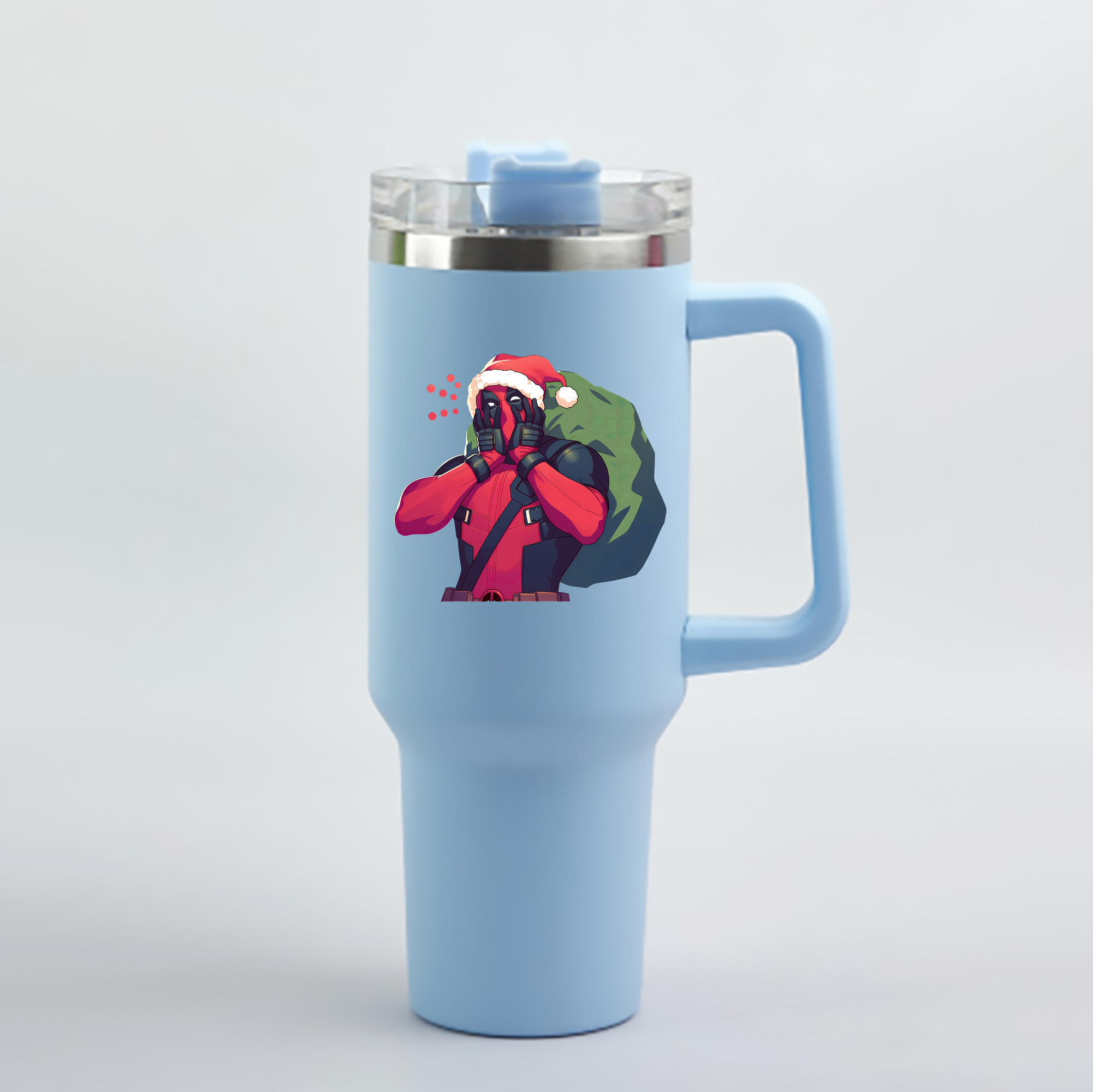 （画像用） Deadpool デッドプール 1200mL車用タンブラー - クリスタルステッカー（プラスチックストロー付き）