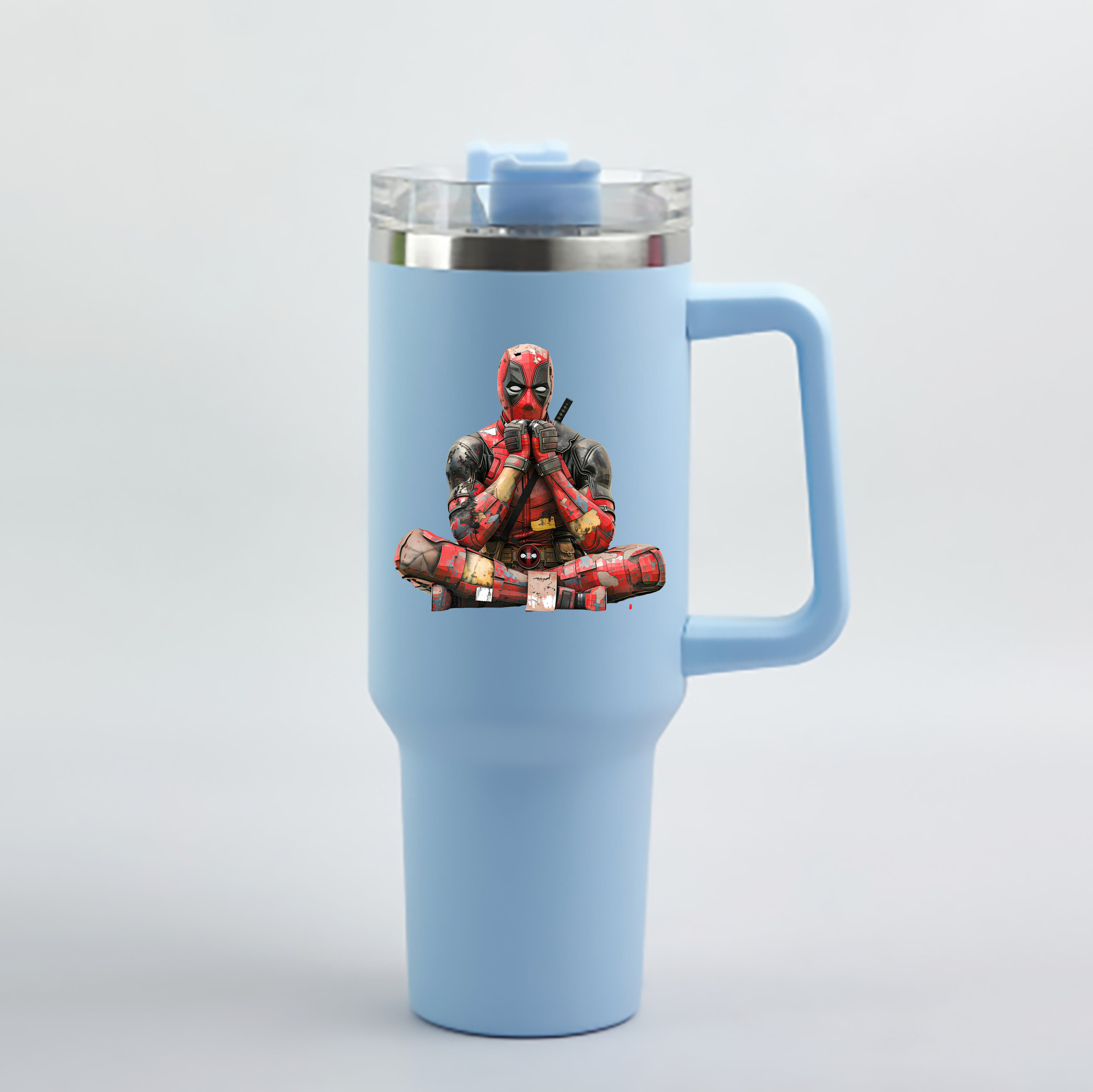 （画像用） Deadpool デッドプール 1200mL車用タンブラー - クリスタルステッカー（プラスチックストロー付き）