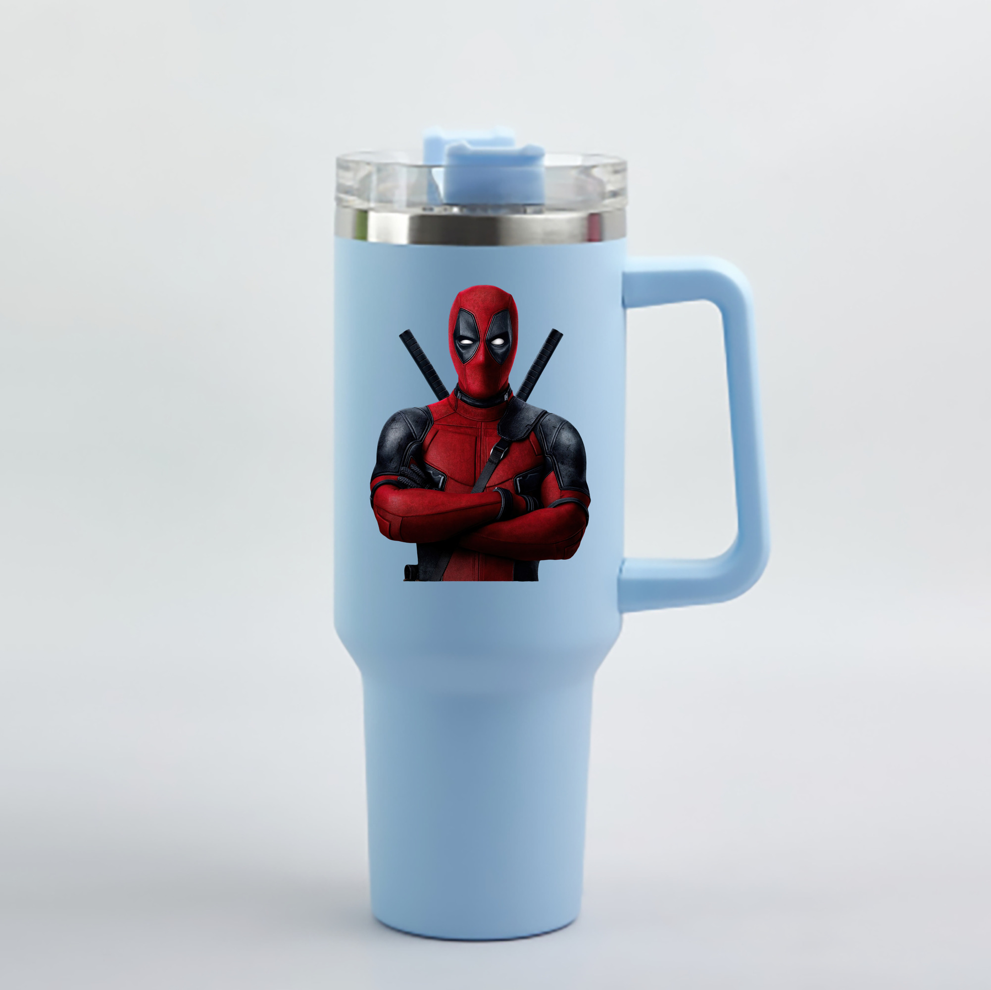 （画像用） Deadpool デッドプール 1200mL車用タンブラー - クリスタルステッカー（プラスチックストロー付き）