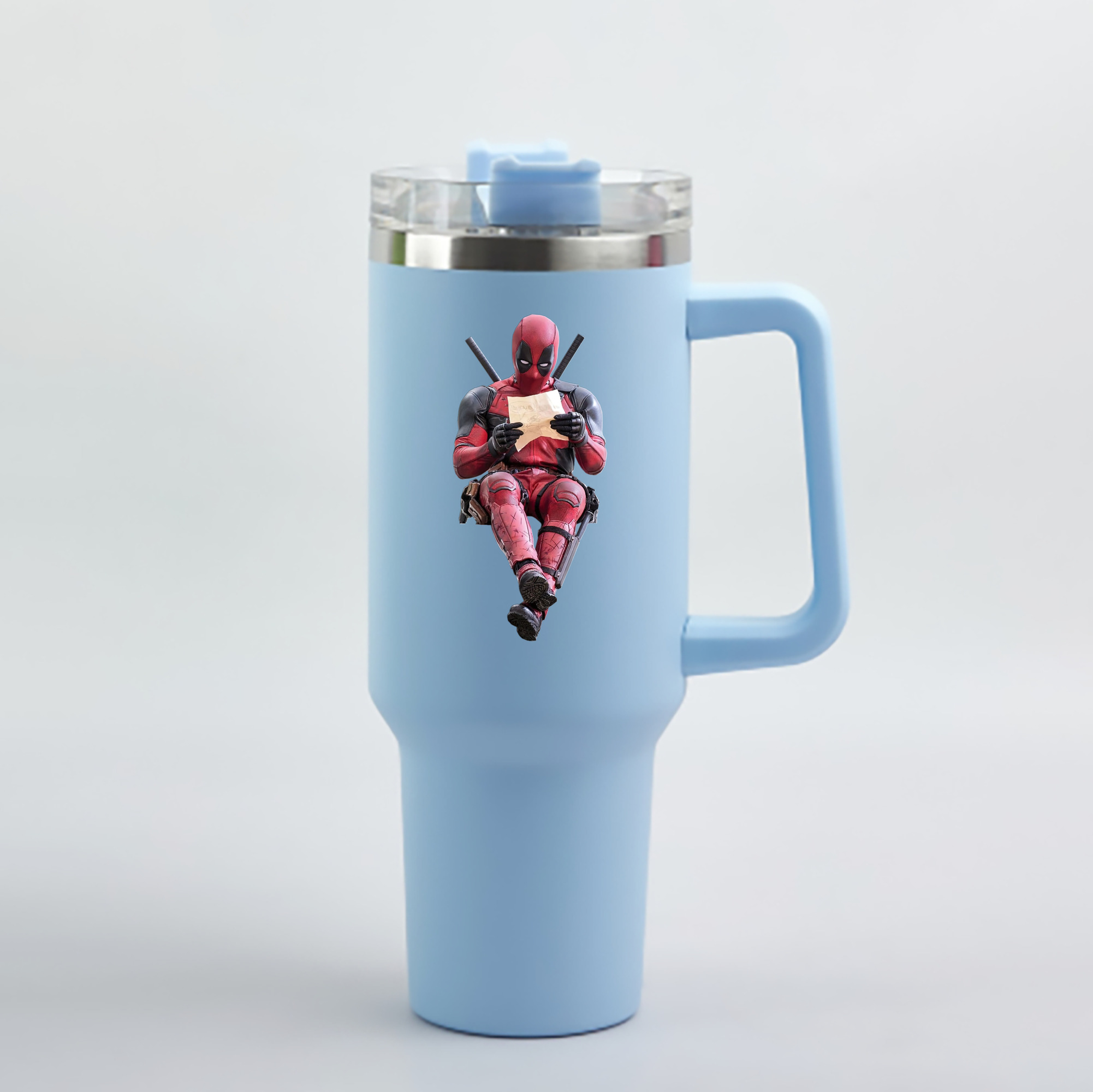 （画像用） Deadpool デッドプール 1200mL車用タンブラー - クリスタルステッカー（プラスチックストロー付き）
