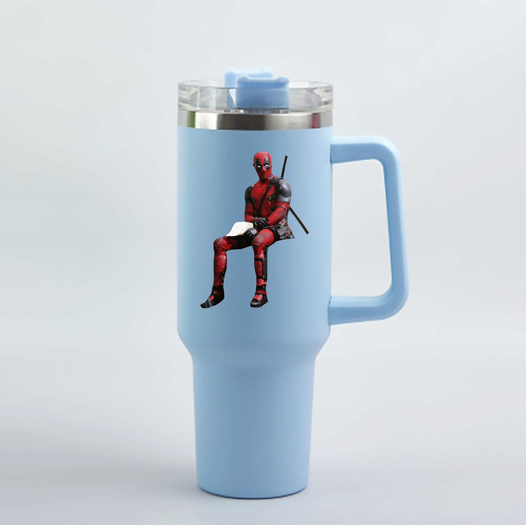 （画像用） Deadpool デッドプール 1200mL車用タンブラー - クリスタルステッカー（プラスチックストロー付き）
