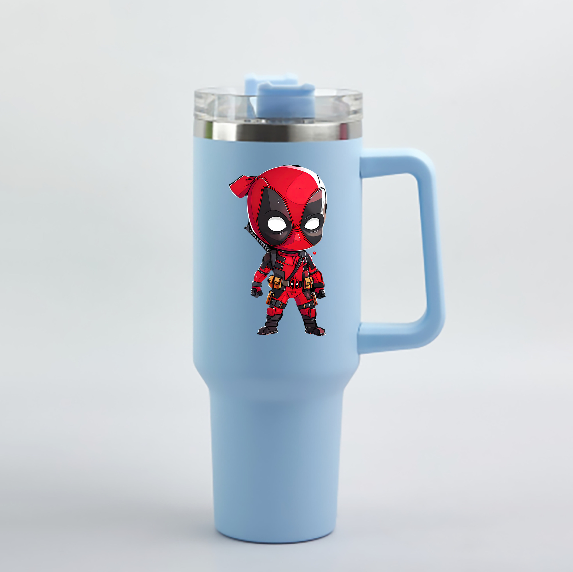 （画像用） Deadpool デッドプール 1200mL車用タンブラー - クリスタルステッカー（プラスチックストロー付き）