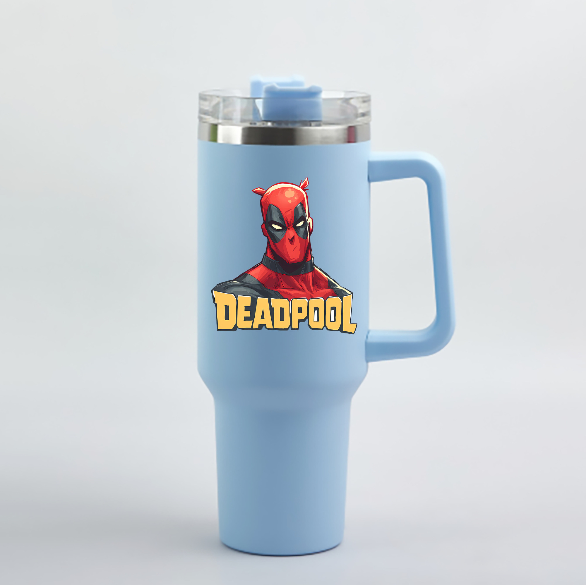 （画像用） Deadpool デッドプール 1200mL車用タンブラー - クリスタルステッカー（プラスチックストロー付き）