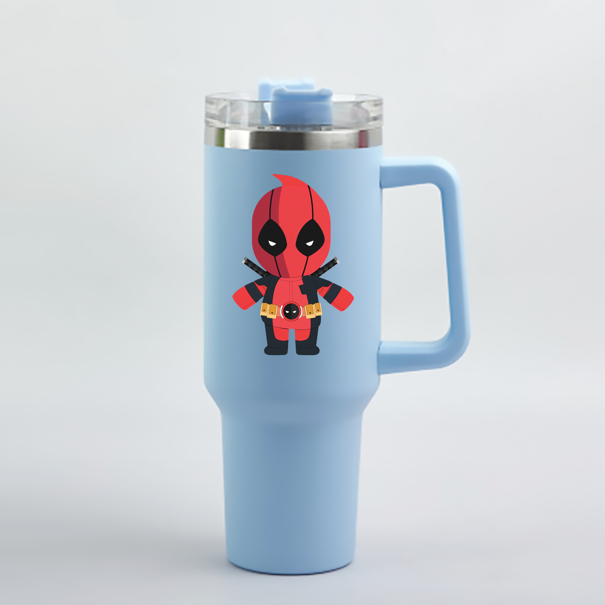 （画像用） Deadpool デッドプール 1200mL車用タンブラー - クリスタルステッカー（プラスチックストロー付き）