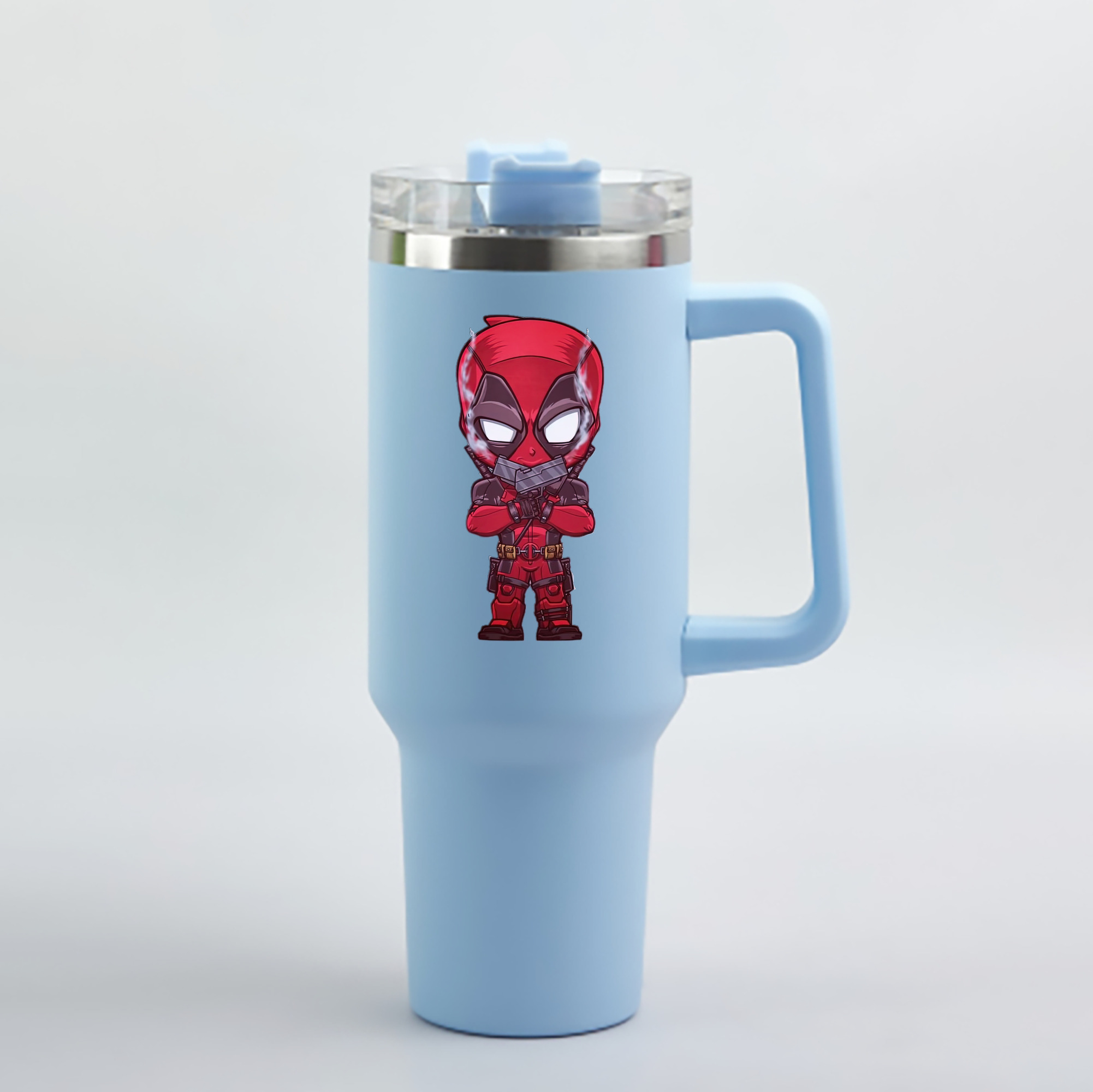 （画像用） Deadpool デッドプール 1200mL車用タンブラー - クリスタルステッカー（プラスチックストロー付き）