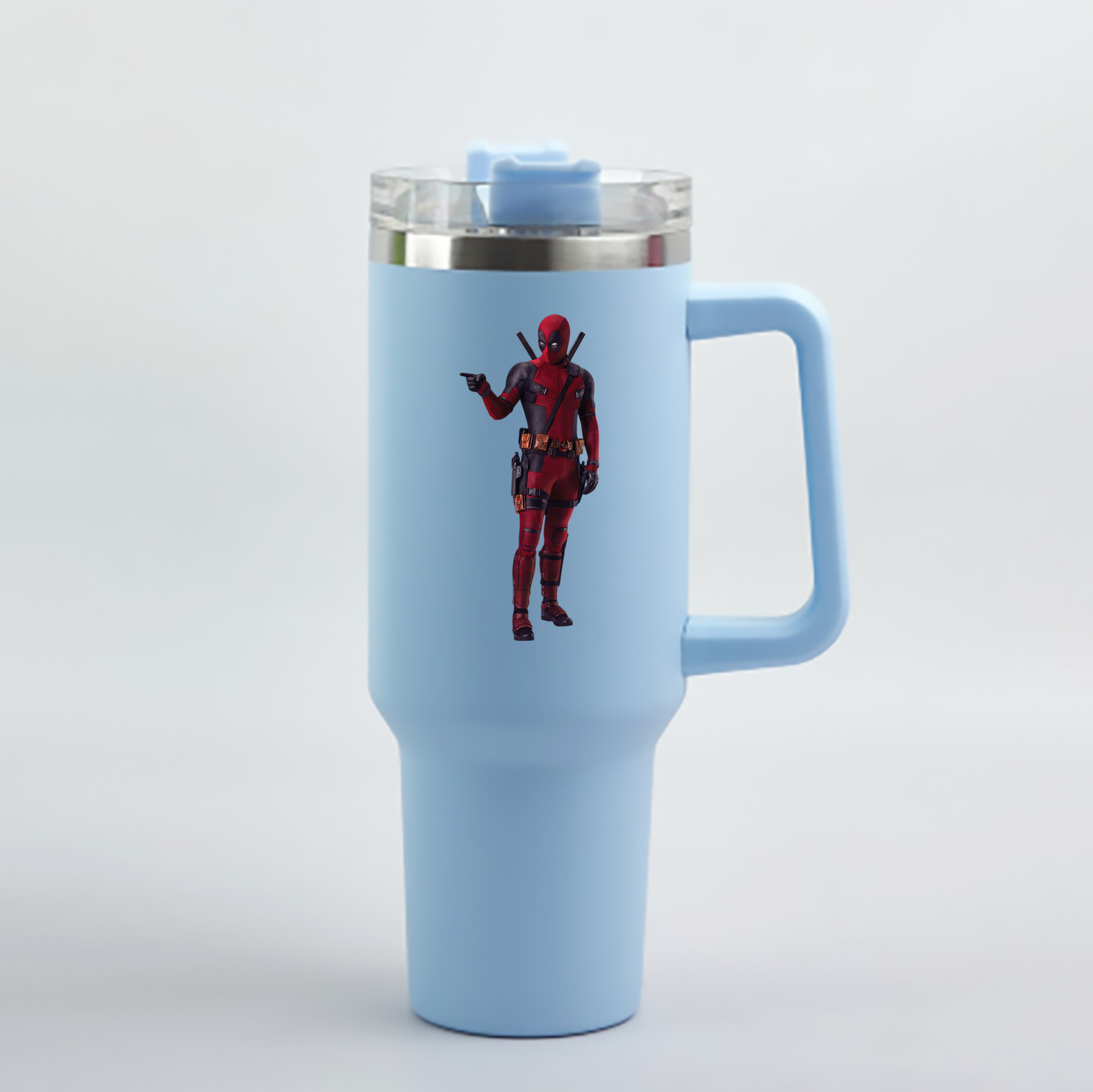 （画像用） Deadpool デッドプール 1200mL車用タンブラー - クリスタルステッカー（プラスチックストロー付き）
