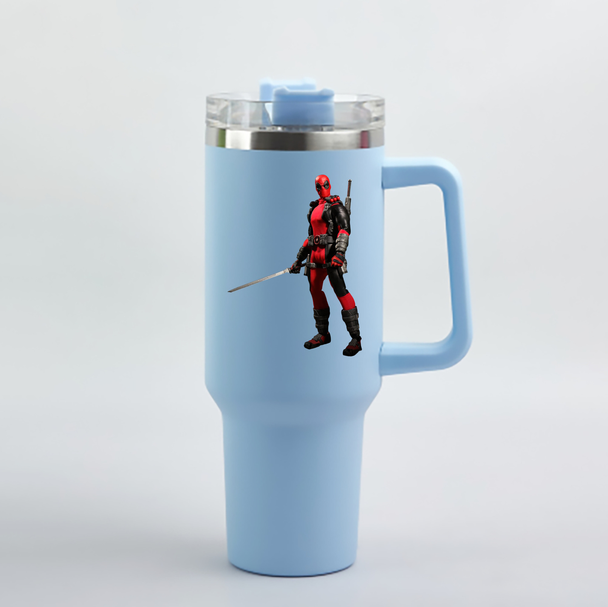 （画像用） Deadpool デッドプール 1200mL車用タンブラー - クリスタルステッカー（プラスチックストロー付き）