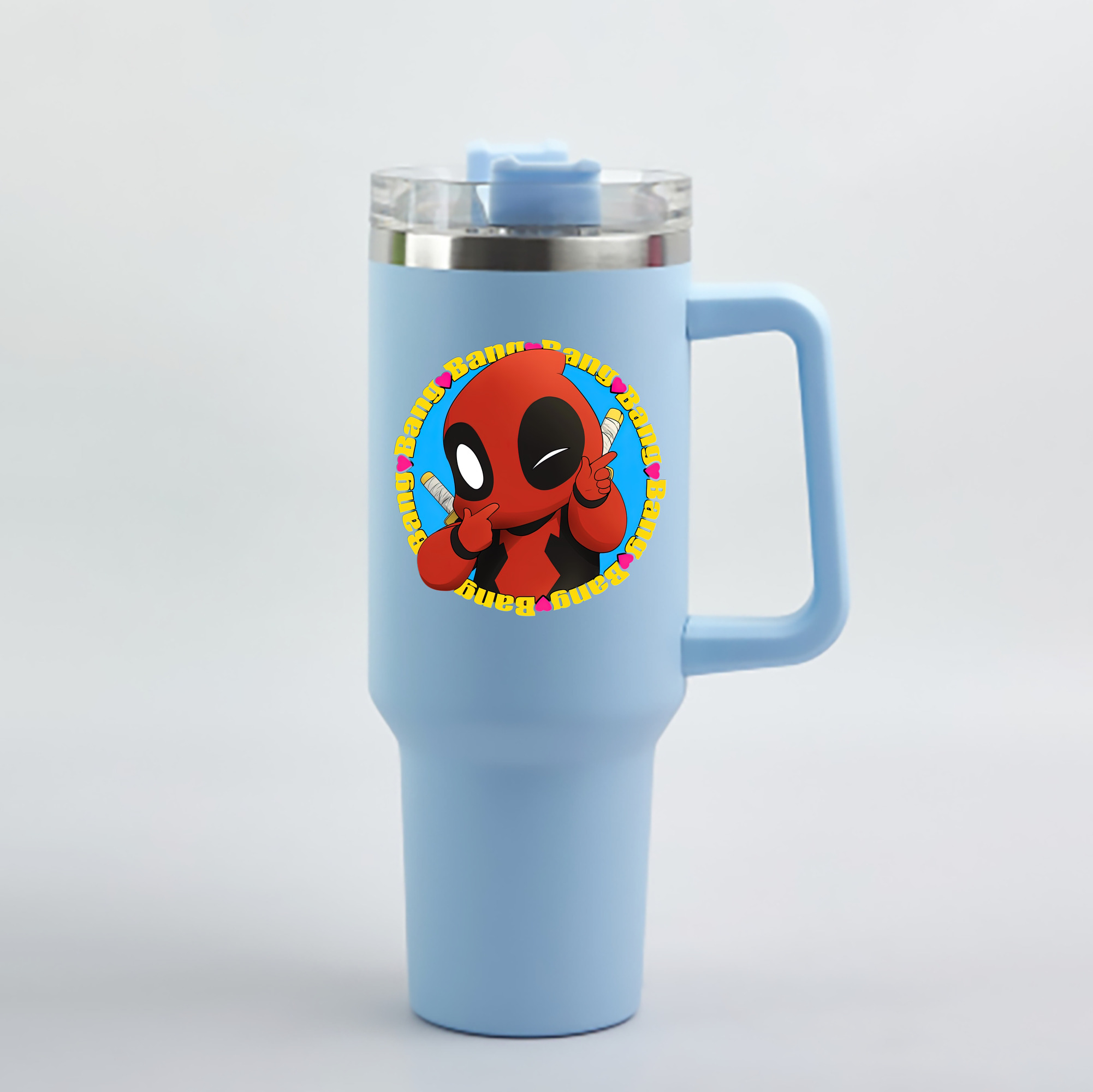 （画像用） Deadpool デッドプール 1200mL車用タンブラー - クリスタルステッカー（プラスチックストロー付き）
