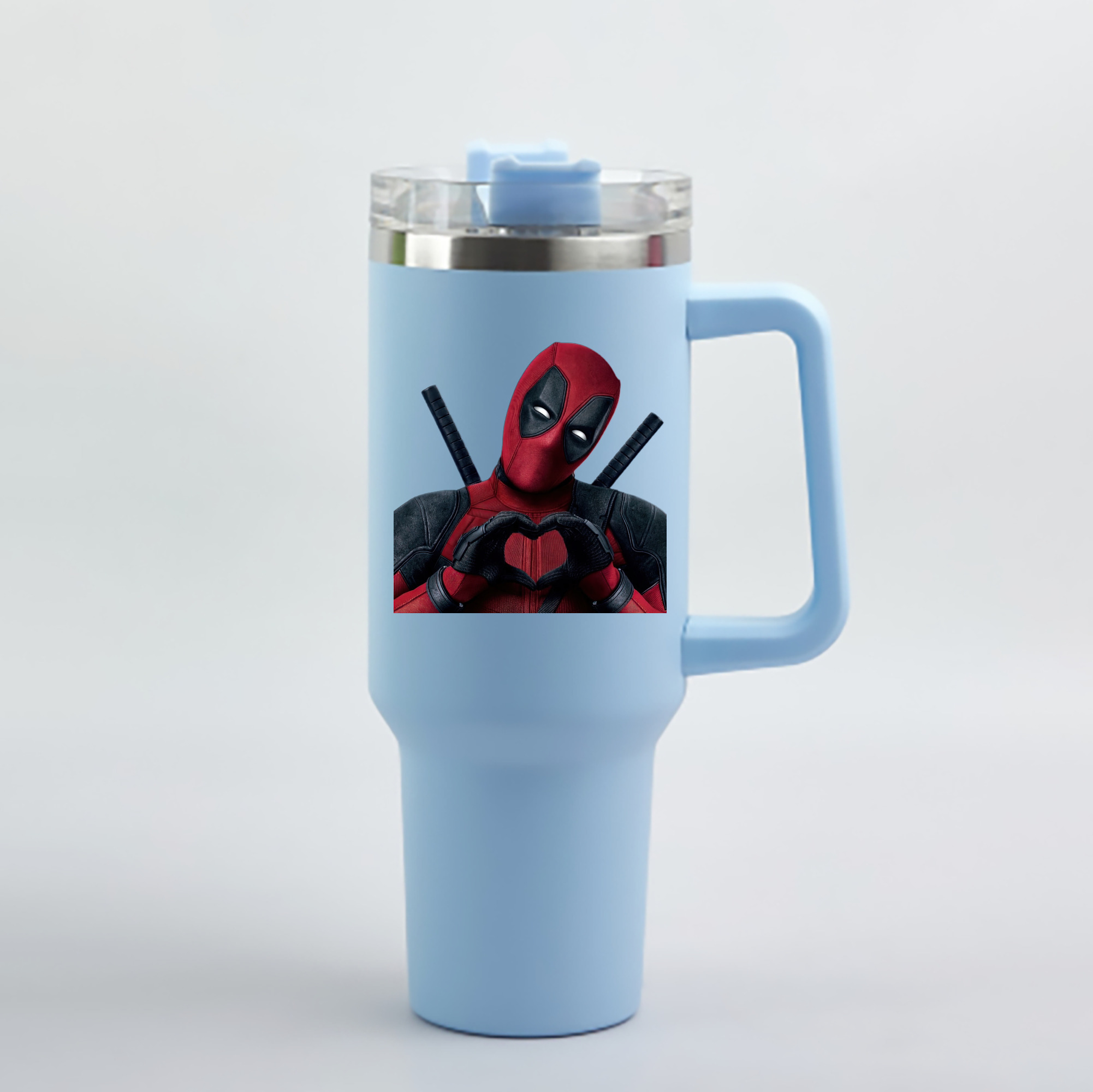 （画像用） Deadpool デッドプール 1200mL車用タンブラー - クリスタルステッカー（プラスチックストロー付き）