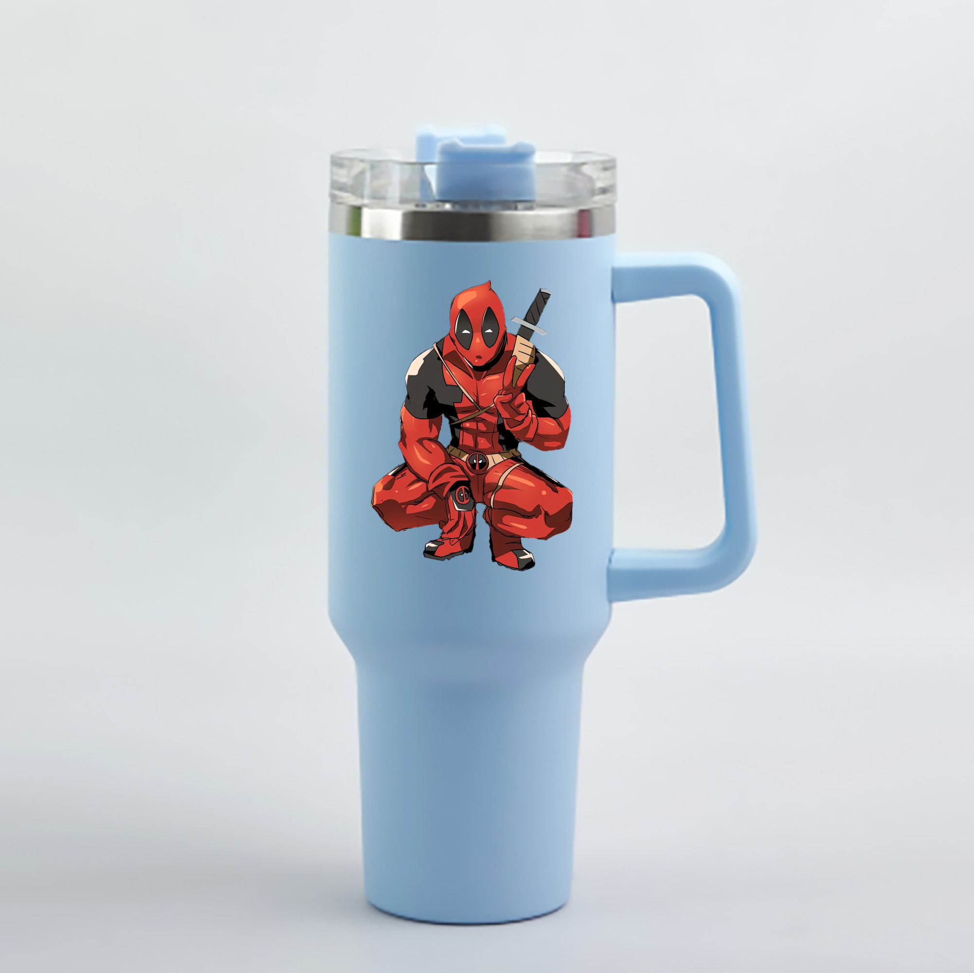 （画像用） Deadpool デッドプール 1200mL車用タンブラー - クリスタルステッカー（プラスチックストロー付き）