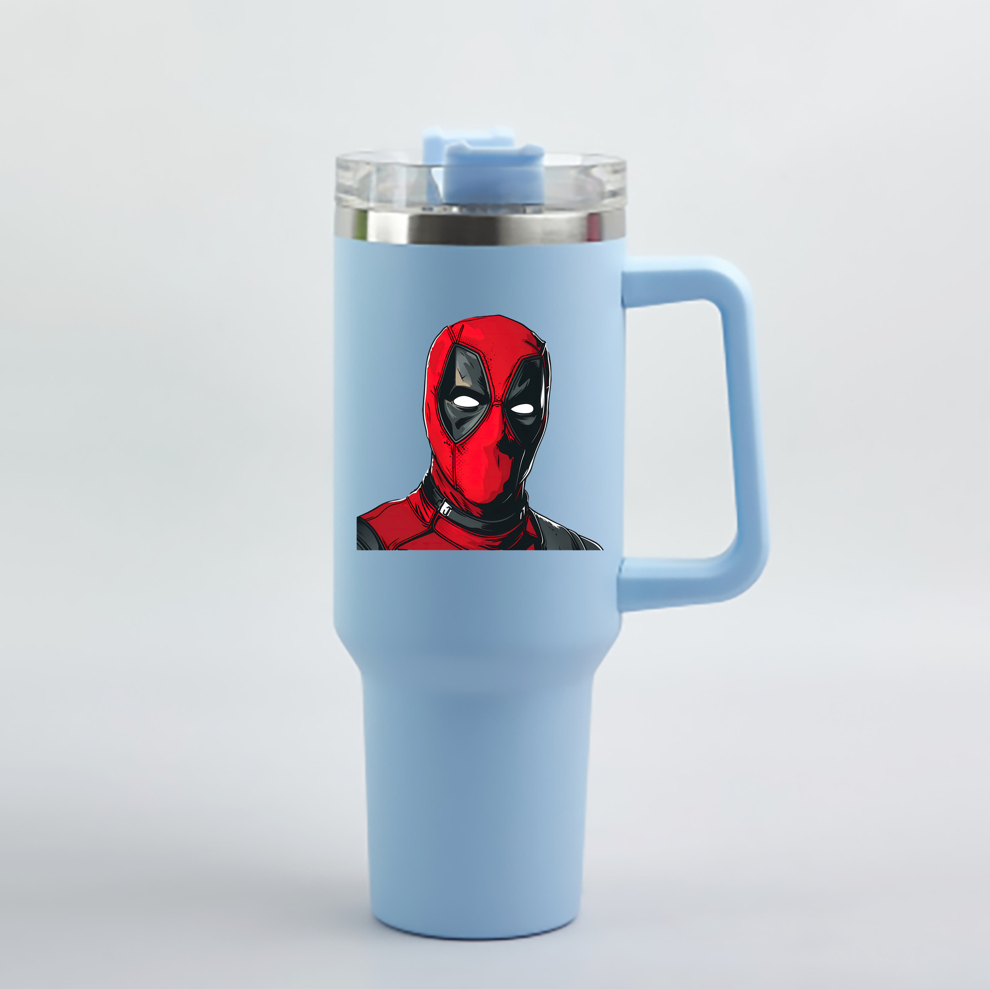 （画像用） Deadpool デッドプール 1200mL車用タンブラー - クリスタルステッカー（プラスチックストロー付き）