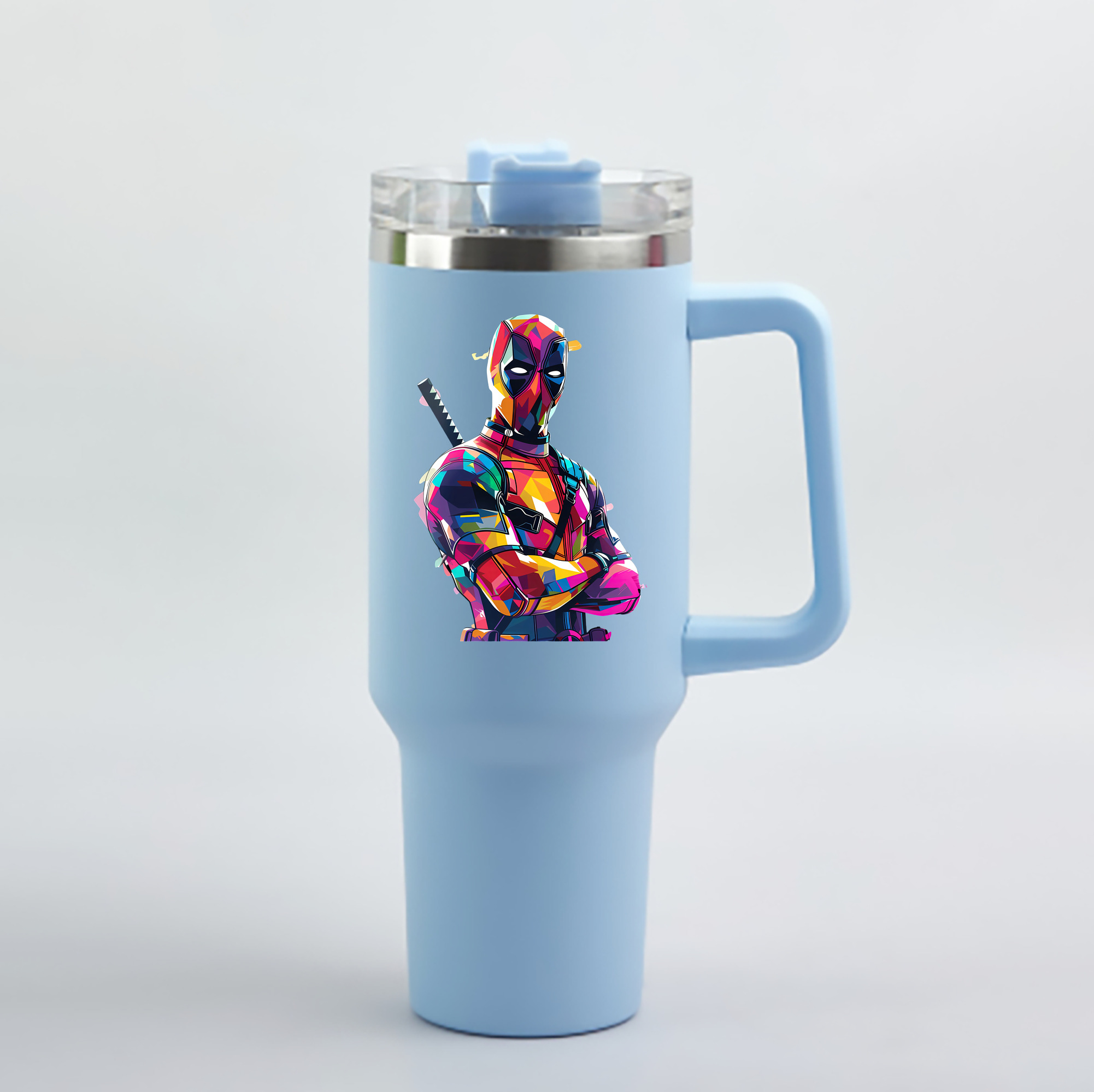 （画像用） Deadpool デッドプール 1200mL車用タンブラー - クリスタルステッカー（プラスチックストロー付き）