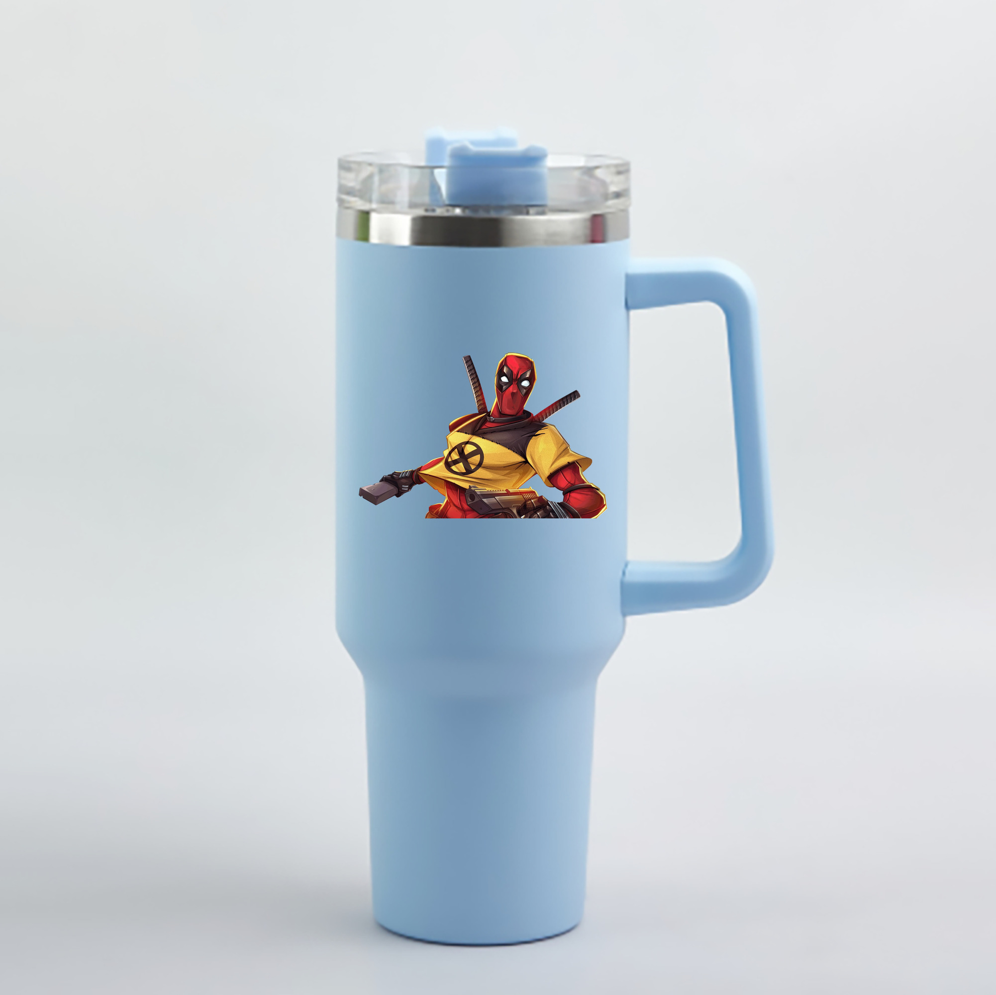 （画像用） Deadpool デッドプール 1200mL車用タンブラー - クリスタルステッカー（プラスチックストロー付き）