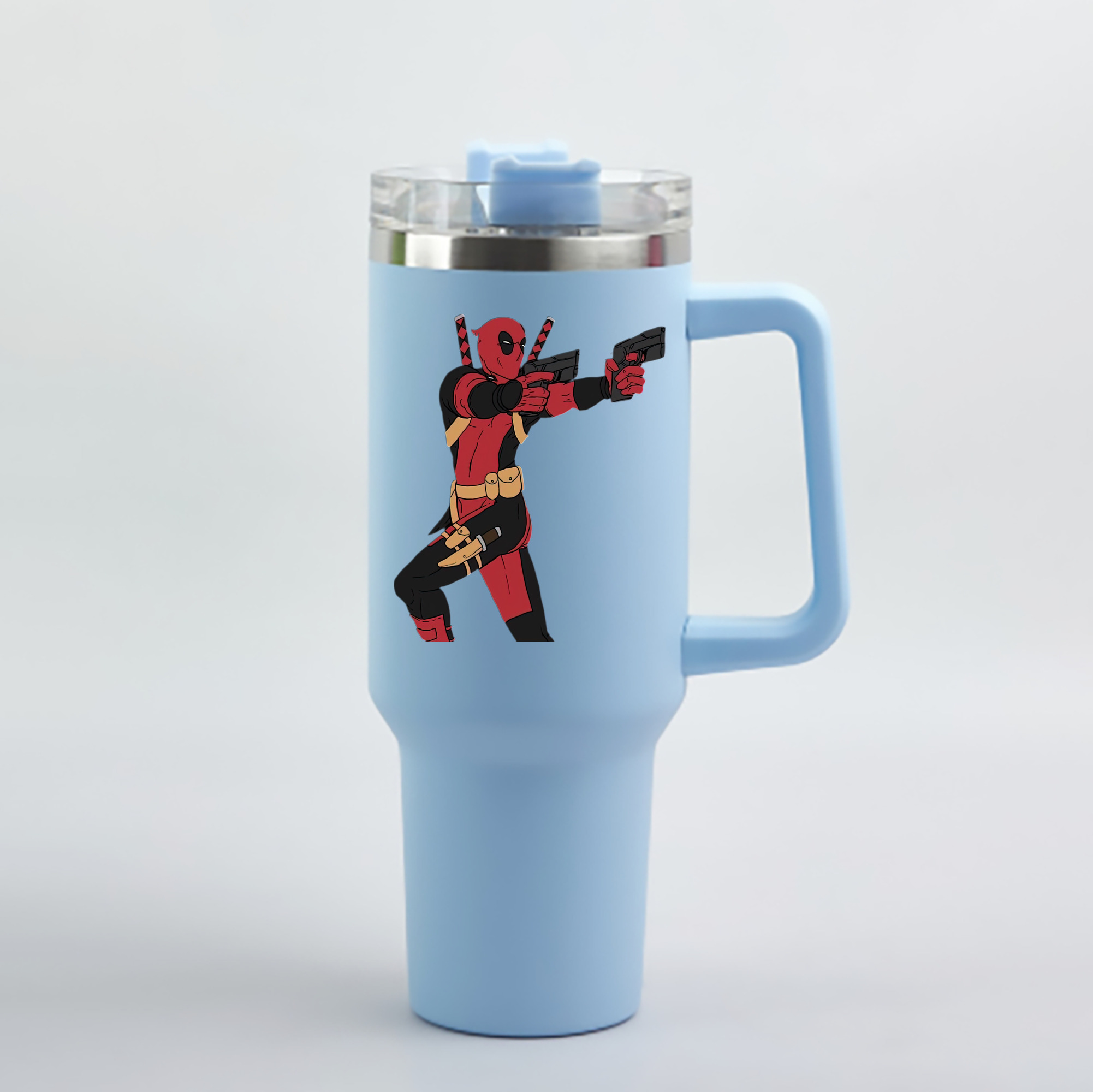 （画像用） Deadpool デッドプール 1200mL車用タンブラー - クリスタルステッカー（プラスチックストロー付き）