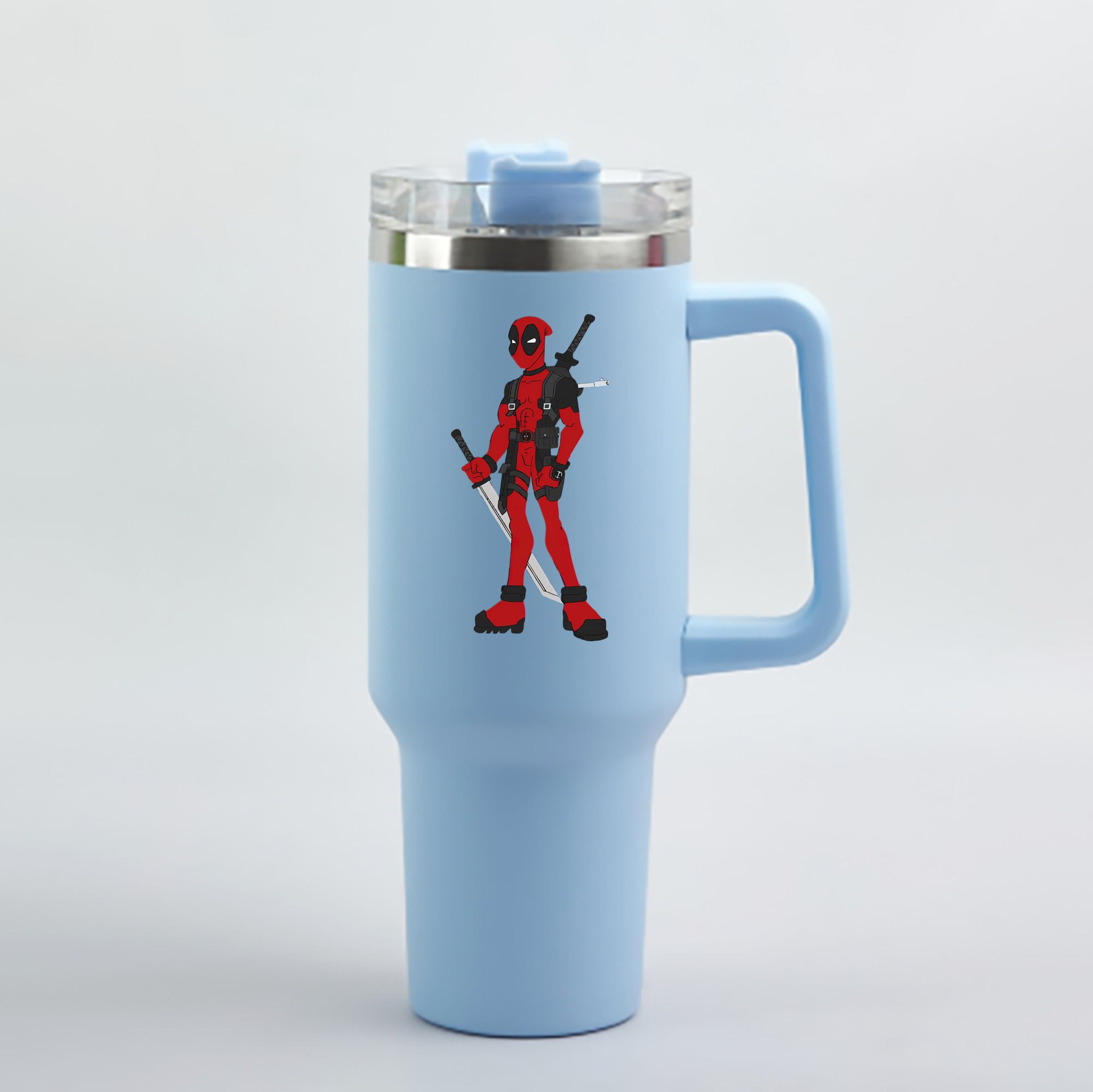 （画像用） Deadpool デッドプール 1200mL車用タンブラー - クリスタルステッカー（プラスチックストロー付き）