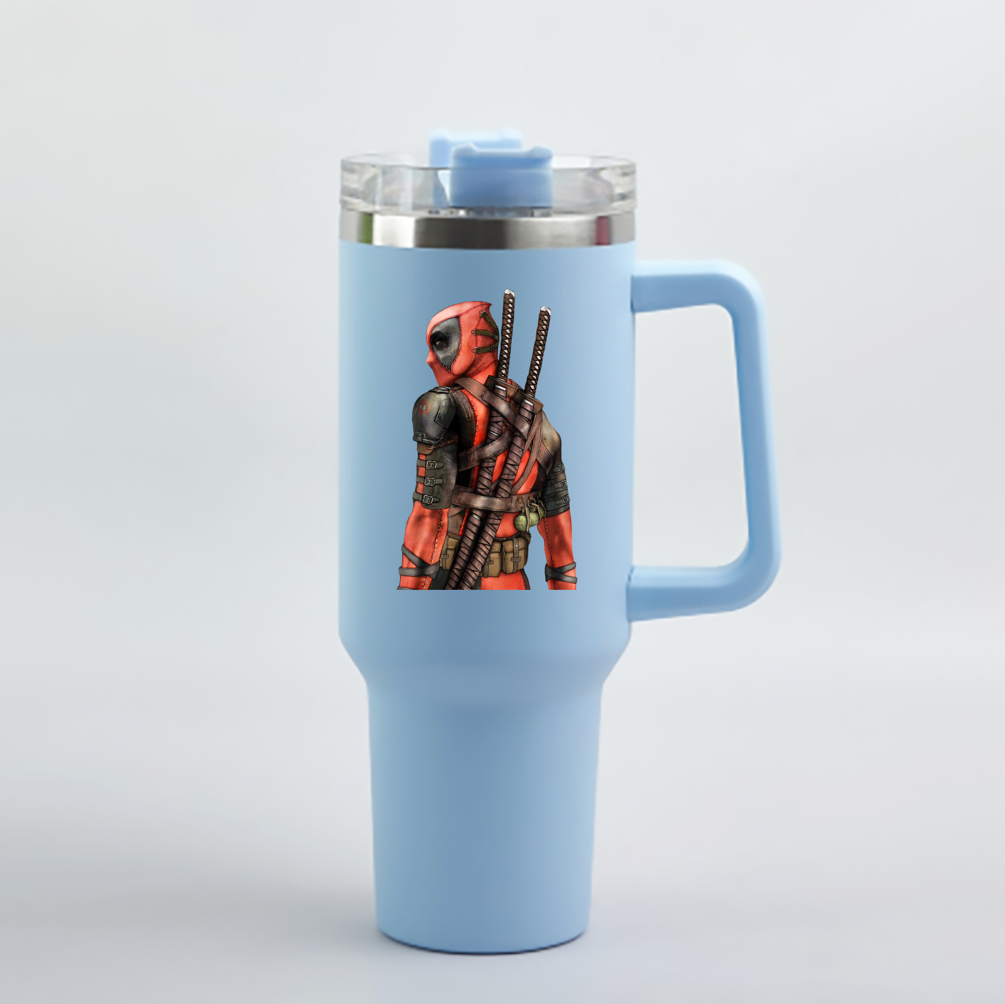 （画像用） Deadpool デッドプール 1200mL車用タンブラー - クリスタルステッカー（プラスチックストロー付き）