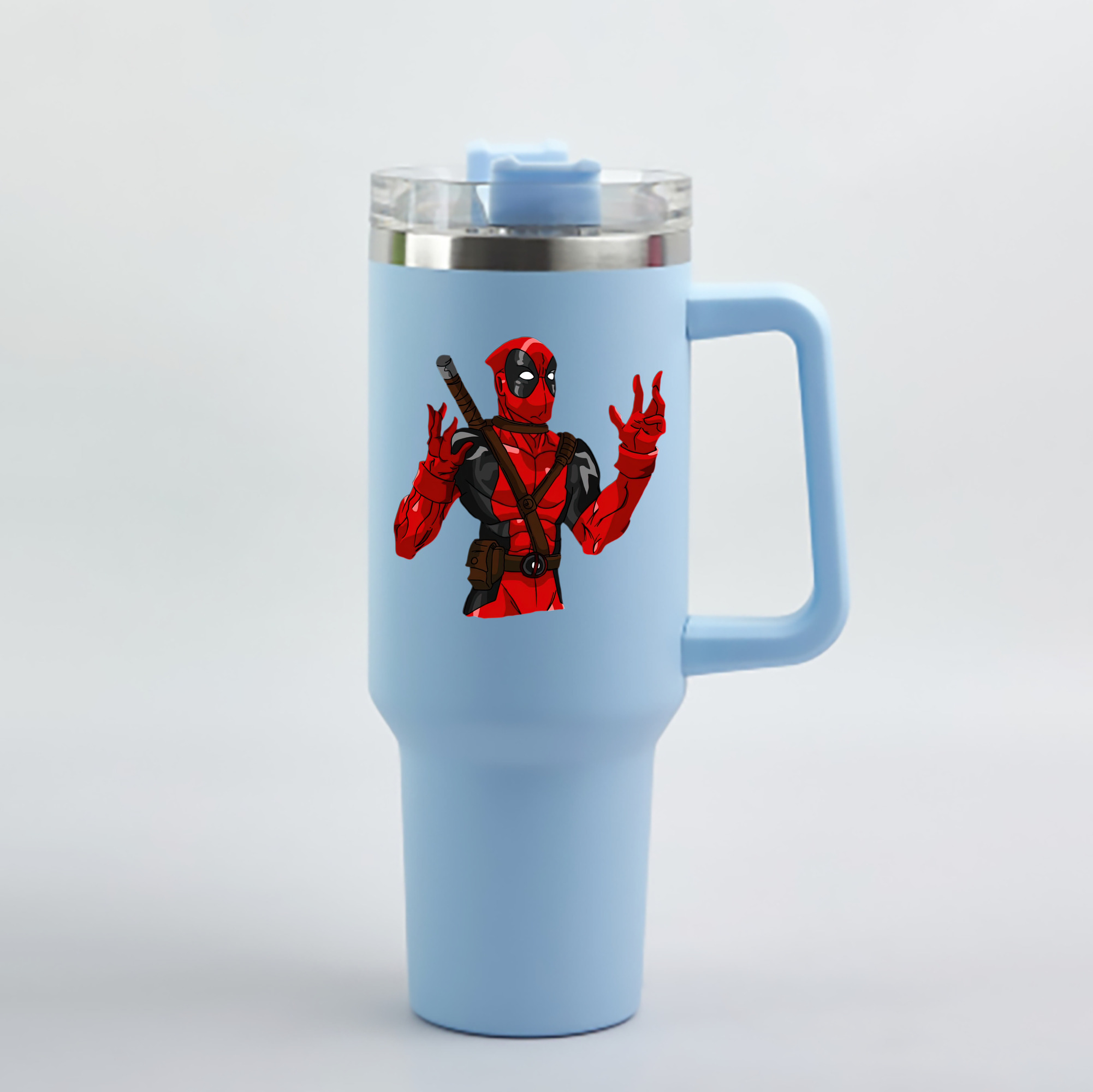 （画像用） Deadpool デッドプール 1200mL車用タンブラー - クリスタルステッカー（プラスチックストロー付き）