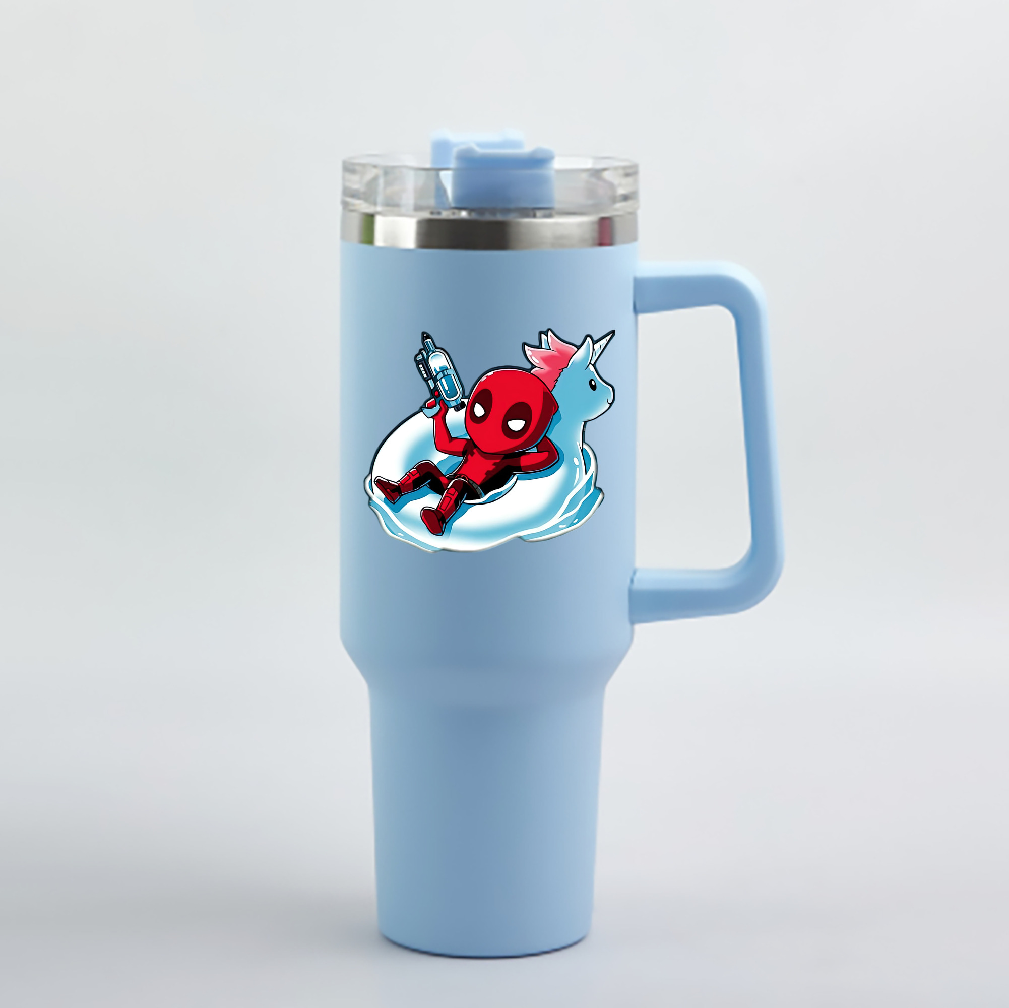 （画像用） Deadpool デッドプール 1200mL車用タンブラー - クリスタルステッカー（プラスチックストロー付き）