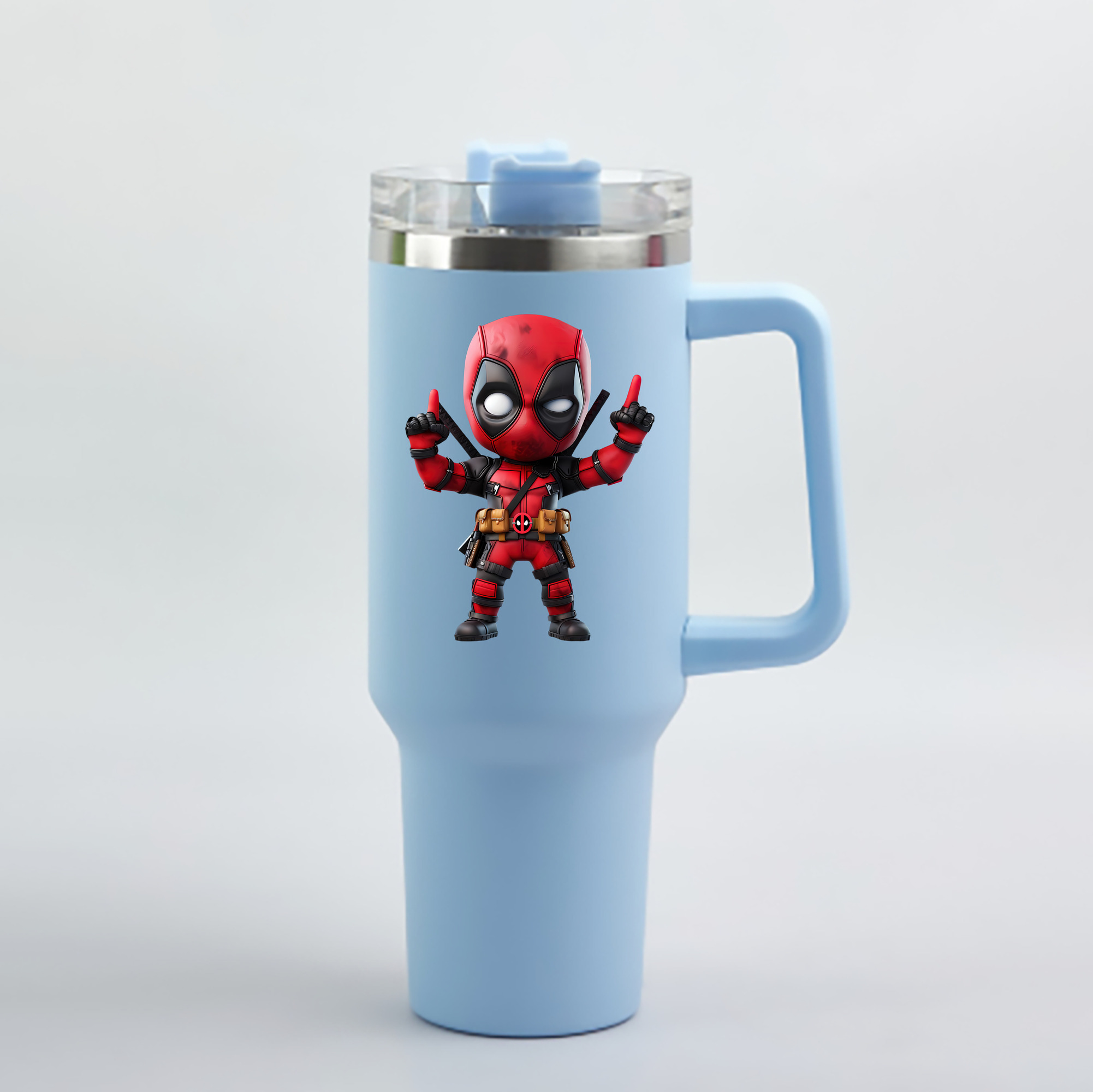 （画像用） Deadpool デッドプール 1200mL車用タンブラー - クリスタルステッカー（プラスチックストロー付き）