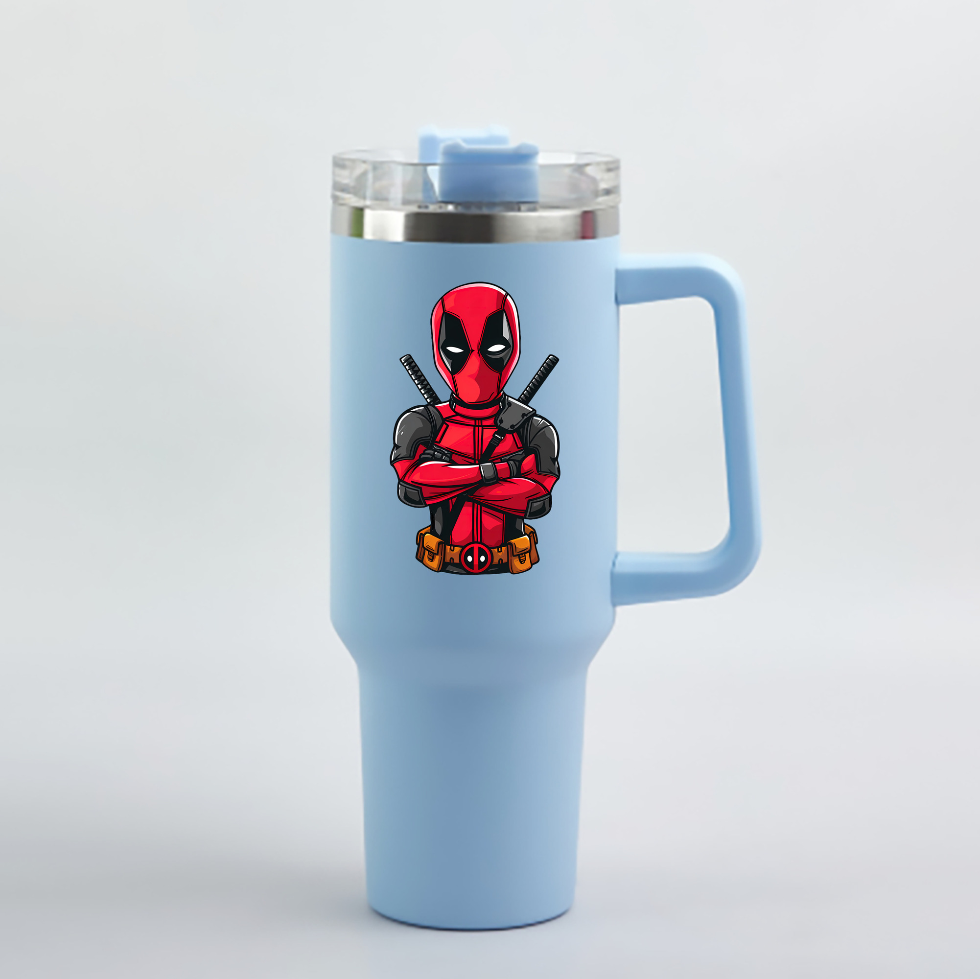 （画像用） Deadpool デッドプール 1200mL車用タンブラー - クリスタルステッカー（プラスチックストロー付き）
