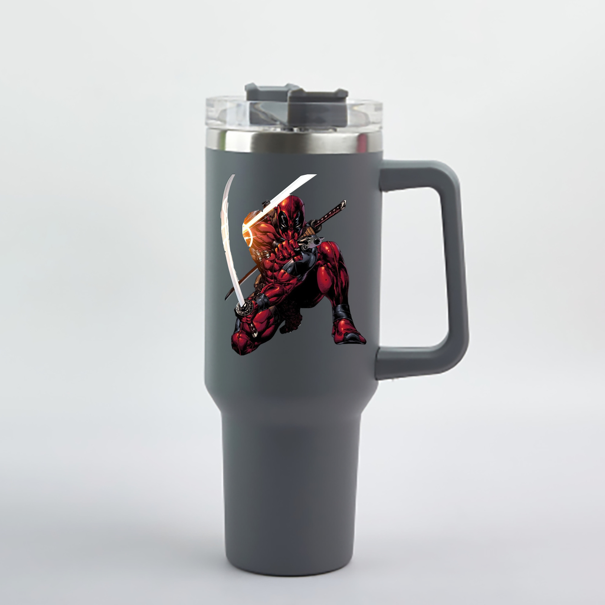 （画像用） Deadpool デッドプール 1200mL車用タンブラー - クリスタルステッカー（プラスチックストロー付き）