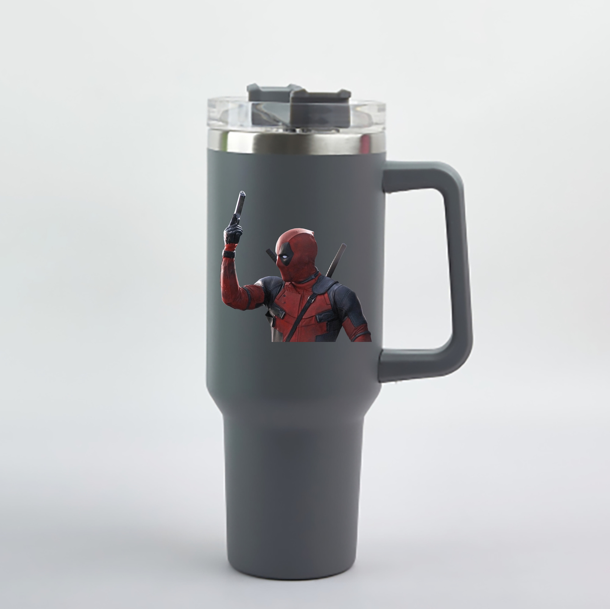 （画像用） Deadpool デッドプール 1200mL車用タンブラー - クリスタルステッカー（プラスチックストロー付き）