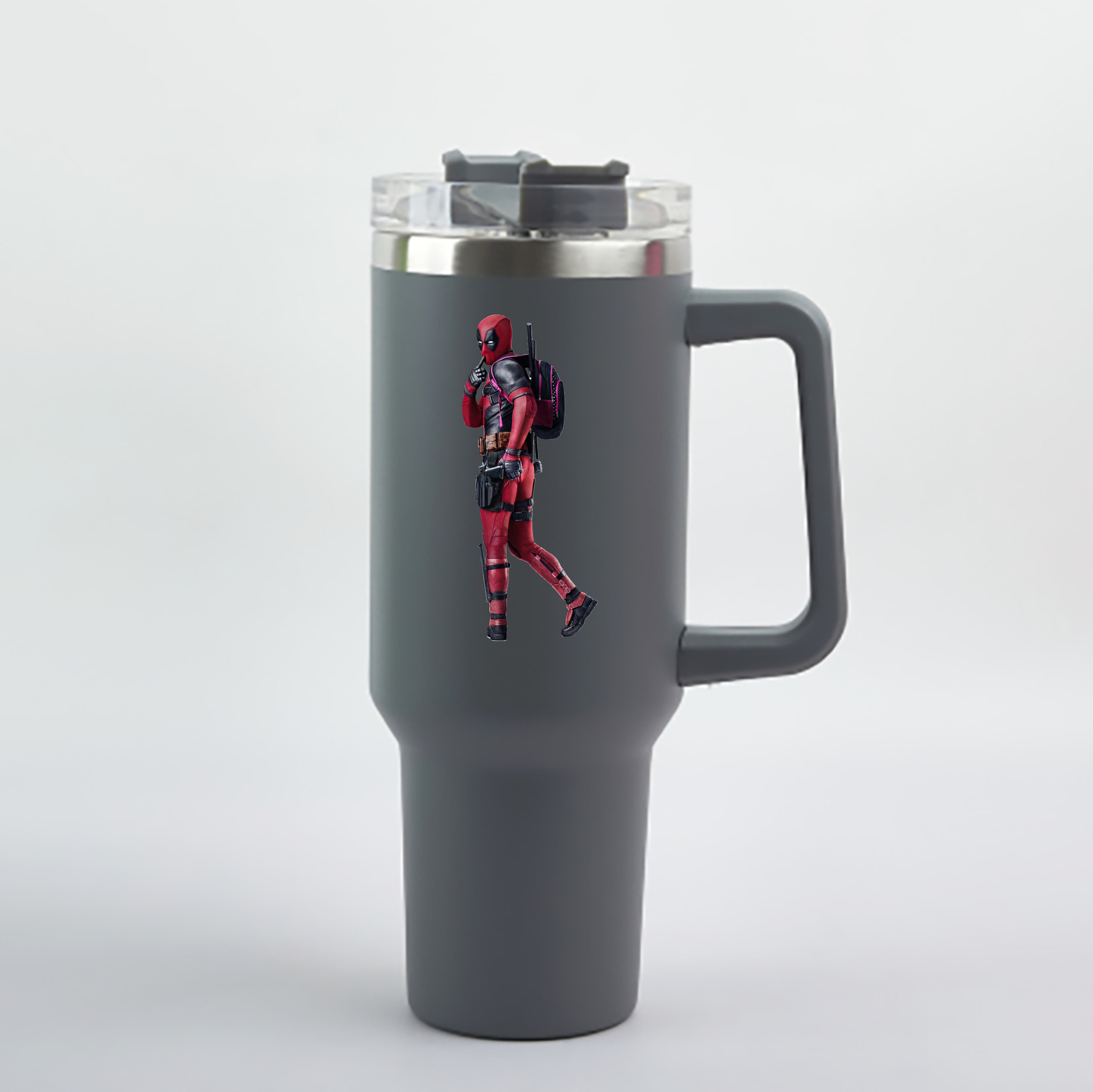 （画像用） Deadpool デッドプール 1200mL車用タンブラー - クリスタルステッカー（プラスチックストロー付き）