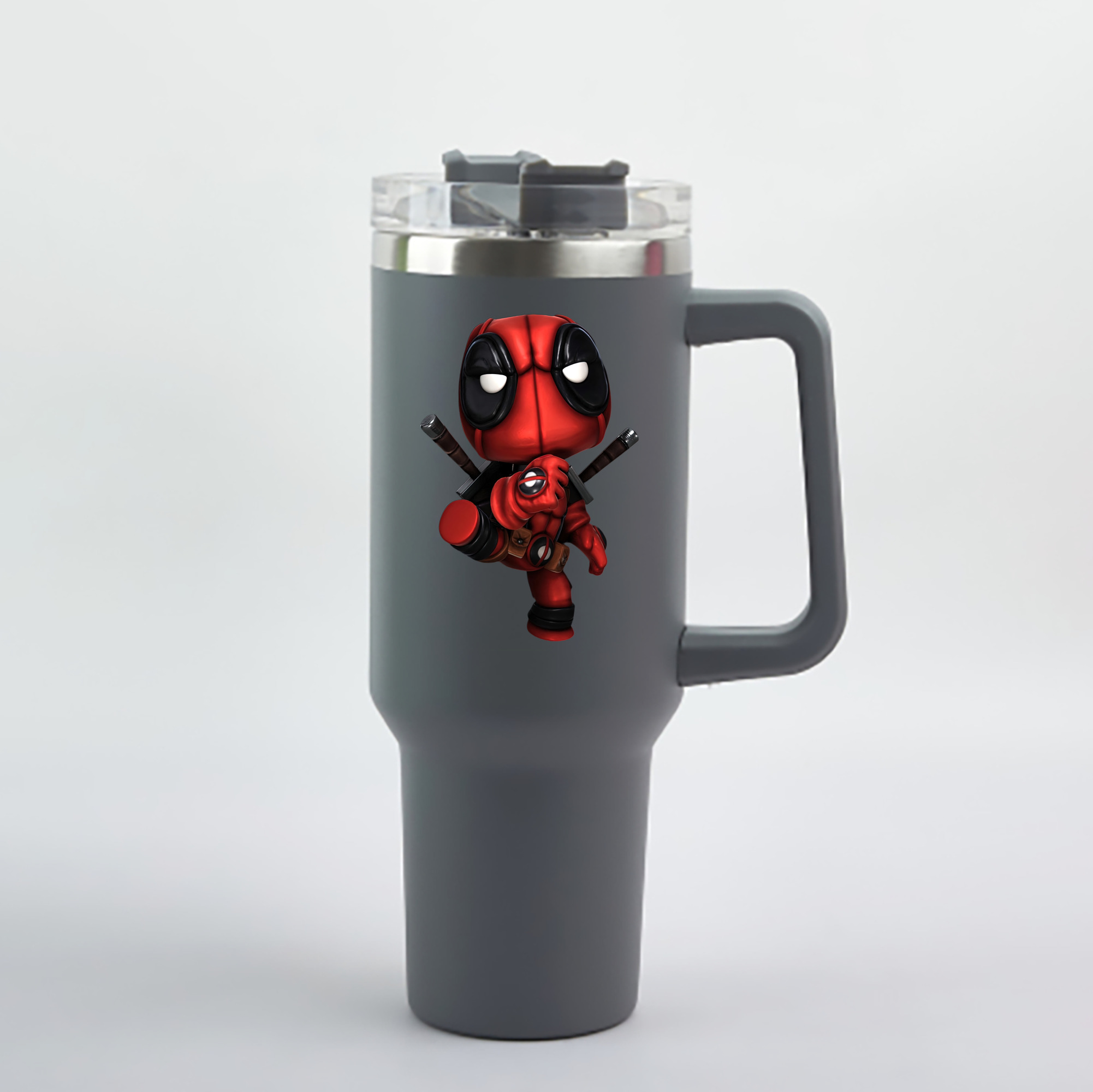 （画像用） Deadpool デッドプール 1200mL車用タンブラー - クリスタルステッカー（プラスチックストロー付き）