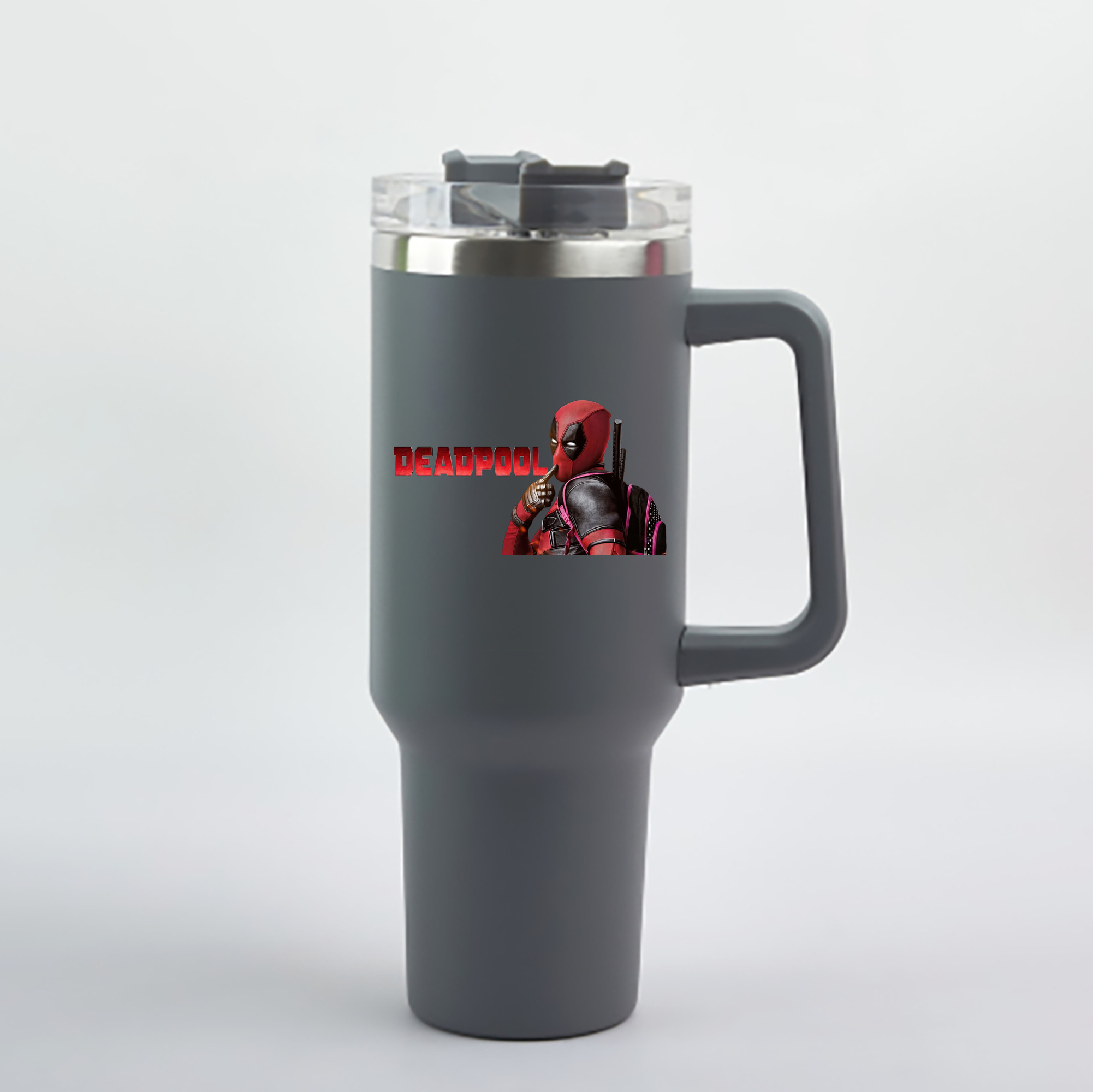 （画像用） Deadpool デッドプール 1200mL車用タンブラー - クリスタルステッカー（プラスチックストロー付き）