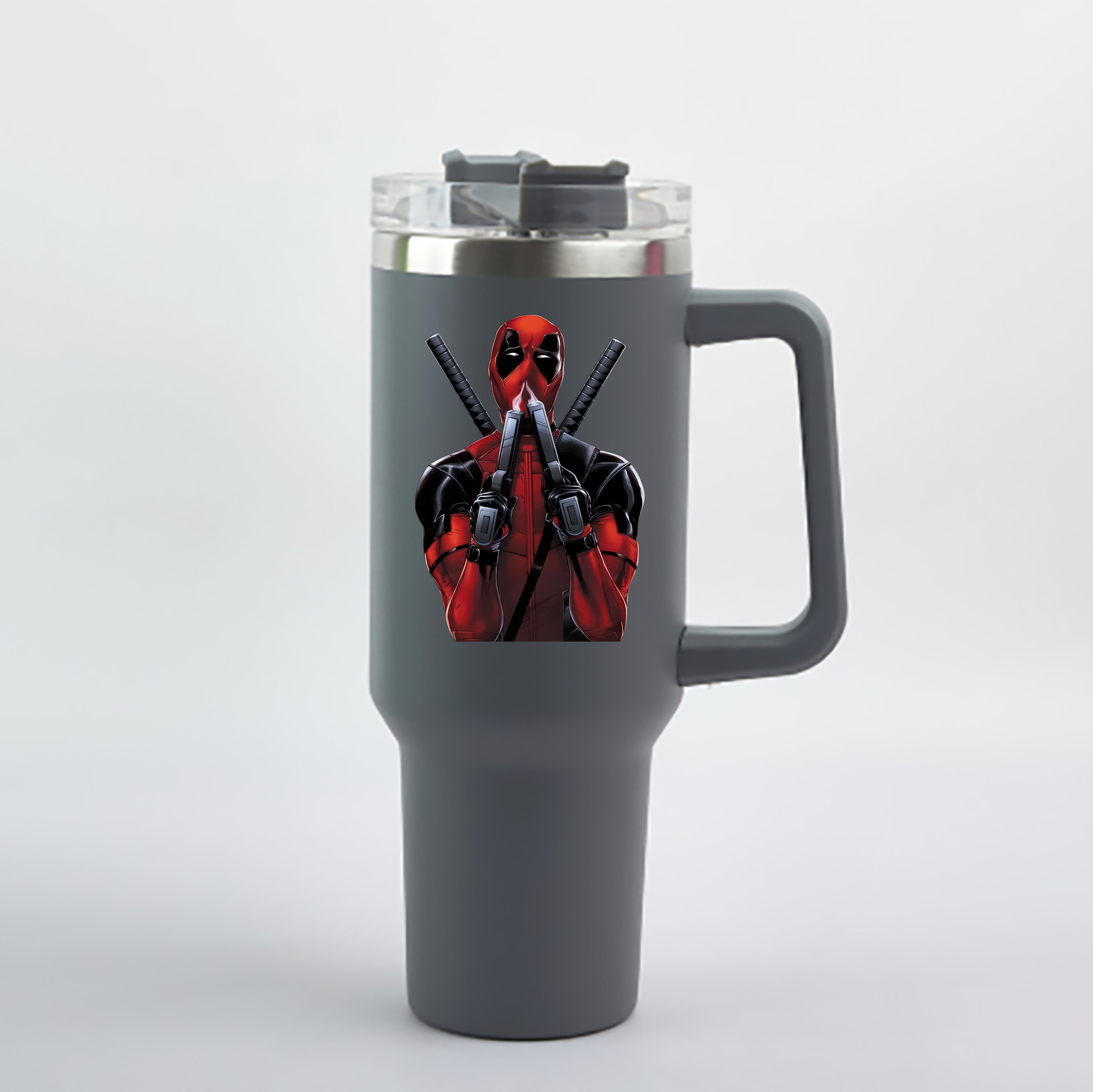 （画像用） Deadpool デッドプール 1200mL車用タンブラー - クリスタルステッカー（プラスチックストロー付き）