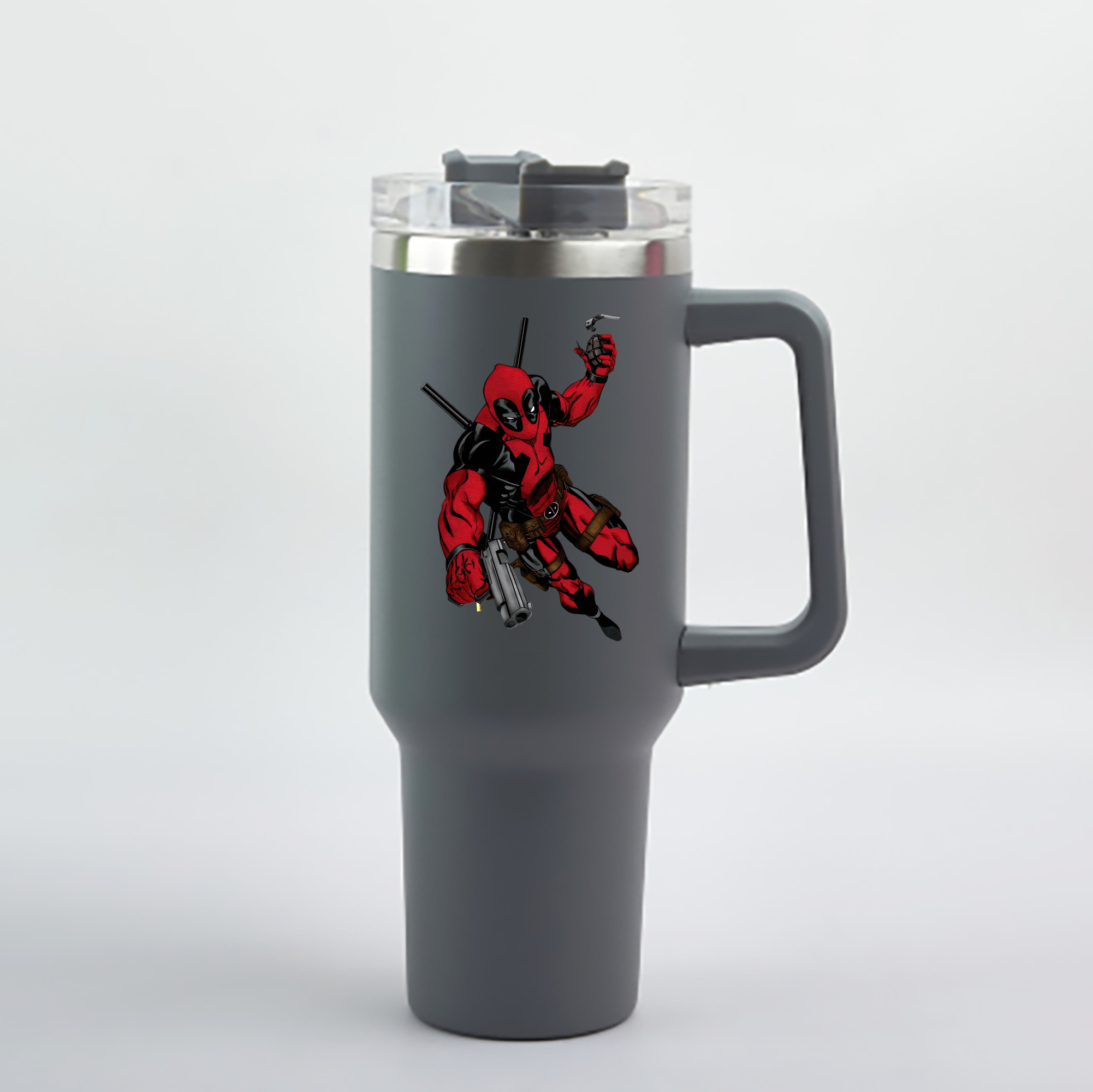 （画像用） Deadpool デッドプール 1200mL車用タンブラー - クリスタルステッカー（プラスチックストロー付き）